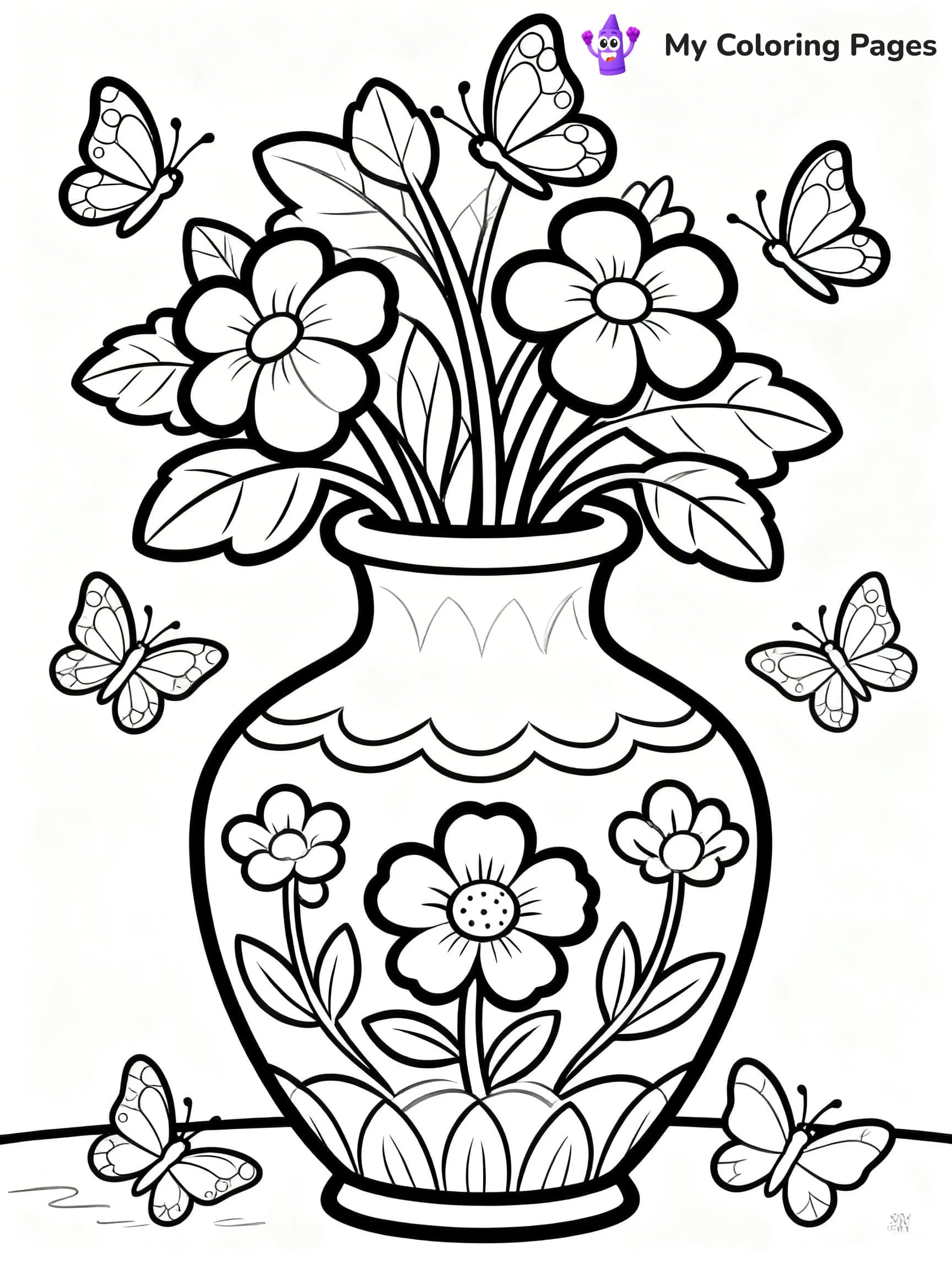Flower Vase Coloring Pages - 1
