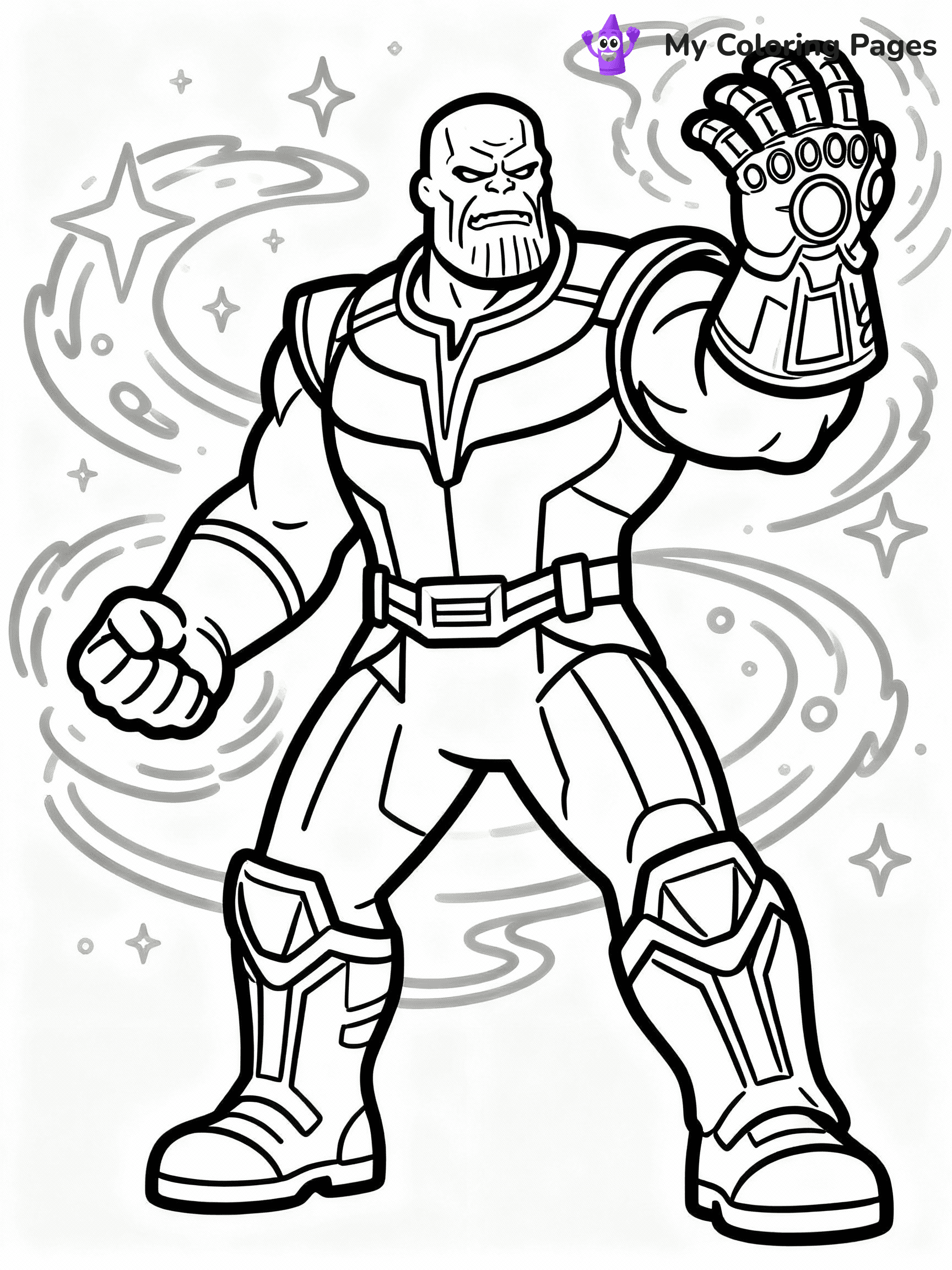 ⚠️ CRITICAL REQUIREMENT - ABSOLUTE BLACK AND WHITE ONLY ⚠️
This MUST be a BLACK AND WHITE line drawing ONLY. NO COLORS whatsoever.
- ONLY pure black lines (#000000) on pure white background (#FFFFFF)
- ABSOLUTELY NO colors, NO shading, NO gradients, NO grayscale
- If there are ANY colors in the output, the image is REJECTED
- This is a COLORING PAGE - meant to be COLORED IN by children
- The output must be UNCOLORED line art ready for coloring
⚠️ SUBJECT TO DRAW: Thanos from Avengers in Marvel comic style, wielding Infinity Gauntlet, menacing stance, cosmic energy swirling around
(REMEMBER: Output must be BLACK AND WHITE line art only, NOT colored!)
# COLORING PAGE: BLACK OUTLINES ONLY - WHITE BACKGROUND MANDATORY
Create a **coloring book page** using EXACTLY two values: black lines, white space.
## NON-NEGOTIABLE BINARY RULES
- **ONLY #000000 (black) and #FFFFFF (white)** - NO other values exist
- **EVERY PIXEL = BLACK OR WHITE** - no gray/shading/antialiasing
- **WHITE BACKGROUND MANDATORY** - entire canvas stays white
- **ALL SHAPES HOLLOW** - everything is empty outlines waiting to be colored
- **FORBIDDEN:** fills, shading, gradients, patterns, textures, colors
- **NO SOLID REGIONS** - if it's not a thin line, it's wrong
## Universal Line Standards
- Black outlines ONLY - thin, uniform weight
- Every shape completely empty inside
- Closed contours suitable for coloring
- Simple flat illustration - zero depth/3D/realism
- **Style:** Whimsical Doodle Art Alley - rounded, friendly outlines (unless specified)
## Everything = Outline Only
- Characters/animals: hollow shapes
- Objects/clothing: empty contours
- Backgrounds/scenery: line work only
- Natural elements: outlined forms
- Dark/night areas: don't exist (use outlined symbols)
- Textures/patterns: convert to simple lines
## The Test
Can a child color EVERY white space with crayons? If any area is pre-filled/shaded/gray or colored in, it FAILS. Every shape must be waiting to receive color.
**FINAL OUTPUT**: Binary coloring page. Black lines define shapes. White spaces ready for coloring. Nothing else exists. No exceptions. Print-ready.
⚠️ FINAL REMINDER: Draw the subject "Thanos from Avengers in Marvel comic style, wielding Infinity Gauntlet, menacing stance, cosmic energy swirling around" as BLACK AND WHITE line art. Zero colors in output.