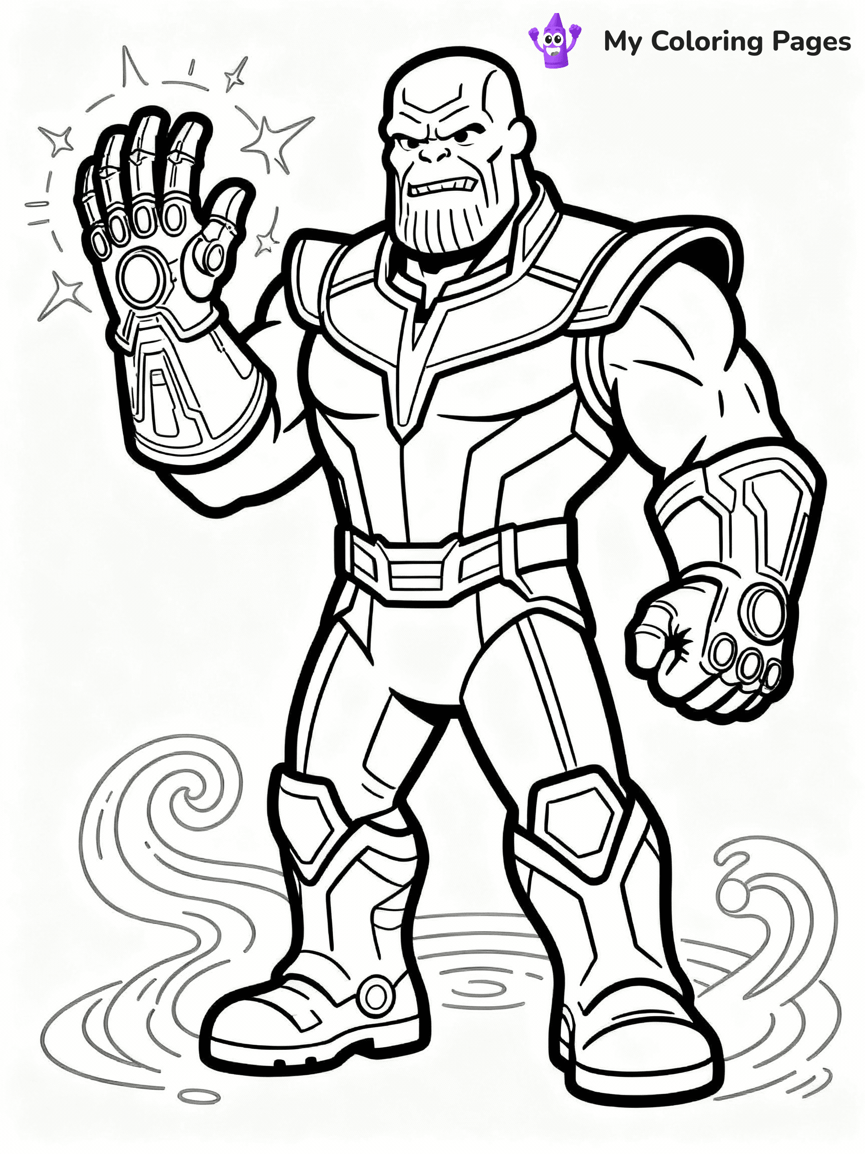 ⚠️ CRITICAL REQUIREMENT - ABSOLUTE BLACK AND WHITE ONLY ⚠️
This MUST be a BLACK AND WHITE line drawing ONLY. NO COLORS whatsoever.
- ONLY pure black lines (#000000) on pure white background (#FFFFFF)
- ABSOLUTELY NO colors, NO shading, NO gradients, NO grayscale
- If there are ANY colors in the output, the image is REJECTED
- This is a COLORING PAGE - meant to be COLORED IN by children
- The output must be UNCOLORED line art ready for coloring
⚠️ SUBJECT TO DRAW: Thanos from Avengers in Marvel comic style, wielding Infinity Gauntlet, menacing stance, cosmic energy swirling around
(REMEMBER: Output must be BLACK AND WHITE line art only, NOT colored!)
# COLORING PAGE: BLACK OUTLINES ONLY - WHITE BACKGROUND MANDATORY
Create a **coloring book page** using EXACTLY two values: black lines, white space.
## NON-NEGOTIABLE BINARY RULES
- **ONLY #000000 (black) and #FFFFFF (white)** - NO other values exist
- **EVERY PIXEL = BLACK OR WHITE** - no gray/shading/antialiasing
- **WHITE BACKGROUND MANDATORY** - entire canvas stays white
- **ALL SHAPES HOLLOW** - everything is empty outlines waiting to be colored
- **FORBIDDEN:** fills, shading, gradients, patterns, textures, colors
- **NO SOLID REGIONS** - if it's not a thin line, it's wrong
## Universal Line Standards
- Black outlines ONLY - thin, uniform weight
- Every shape completely empty inside
- Closed contours suitable for coloring
- Simple flat illustration - zero depth/3D/realism
- **Style:** Whimsical Doodle Art Alley - rounded, friendly outlines (unless specified)
## Everything = Outline Only
- Characters/animals: hollow shapes
- Objects/clothing: empty contours
- Backgrounds/scenery: line work only
- Natural elements: outlined forms
- Dark/night areas: don't exist (use outlined symbols)
- Textures/patterns: convert to simple lines
## The Test
Can a child color EVERY white space with crayons? If any area is pre-filled/shaded/gray or colored in, it FAILS. Every shape must be waiting to receive color.
**FINAL OUTPUT**: Binary coloring page. Black lines define shapes. White spaces ready for coloring. Nothing else exists. No exceptions. Print-ready.
⚠️ FINAL REMINDER: Draw the subject "Thanos from Avengers in Marvel comic style, wielding Infinity Gauntlet, menacing stance, cosmic energy swirling around" as BLACK AND WHITE line art. Zero colors in output.