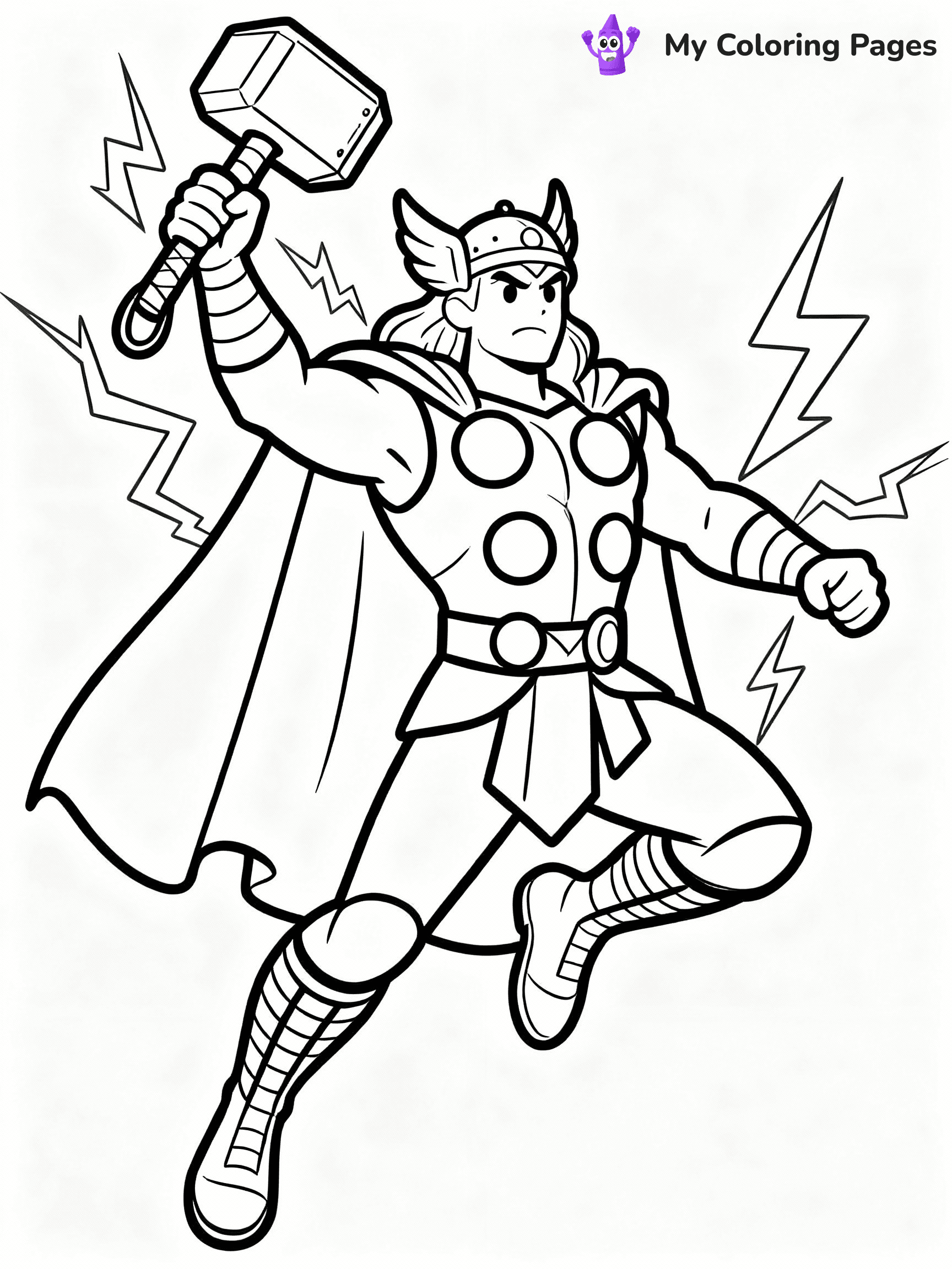 ⚠️ CRITICAL REQUIREMENT - ABSOLUTE BLACK AND WHITE ONLY ⚠️
This MUST be a BLACK AND WHITE line drawing ONLY. NO COLORS whatsoever.
- ONLY pure black lines (#000000) on pure white background (#FFFFFF)
- ABSOLUTELY NO colors, NO shading, NO gradients, NO grayscale
- If there are ANY colors in the output, the image is REJECTED
- This is a COLORING PAGE - meant to be COLORED IN by children
- The output must be UNCOLORED line art ready for coloring
⚠️ SUBJECT TO DRAW: Thor from Avengers in Marvel comic style, swinging Mjolnir, lightning crackling, determined expression
(REMEMBER: Output must be BLACK AND WHITE line art only, NOT colored!)
# COLORING PAGE: BLACK OUTLINES ONLY - WHITE BACKGROUND MANDATORY
Create a **coloring book page** using EXACTLY two values: black lines, white space.
## NON-NEGOTIABLE BINARY RULES
- **ONLY #000000 (black) and #FFFFFF (white)** - NO other values exist
- **EVERY PIXEL = BLACK OR WHITE** - no gray/shading/antialiasing
- **WHITE BACKGROUND MANDATORY** - entire canvas stays white
- **ALL SHAPES HOLLOW** - everything is empty outlines waiting to be colored
- **FORBIDDEN:** fills, shading, gradients, patterns, textures, colors
- **NO SOLID REGIONS** - if it's not a thin line, it's wrong
## Universal Line Standards
- Black outlines ONLY - thin, uniform weight
- Every shape completely empty inside
- Closed contours suitable for coloring
- Simple flat illustration - zero depth/3D/realism
- **Style:** Whimsical Doodle Art Alley - rounded, friendly outlines (unless specified)
## Everything = Outline Only
- Characters/animals: hollow shapes
- Objects/clothing: empty contours
- Backgrounds/scenery: line work only
- Natural elements: outlined forms
- Dark/night areas: don't exist (use outlined symbols)
- Textures/patterns: convert to simple lines
## The Test
Can a child color EVERY white space with crayons? If any area is pre-filled/shaded/gray or colored in, it FAILS. Every shape must be waiting to receive color.
**FINAL OUTPUT**: Binary coloring page. Black lines define shapes. White spaces ready for coloring. Nothing else exists. No exceptions. Print-ready.
⚠️ FINAL REMINDER: Draw the subject "Thor from Avengers in Marvel comic style, swinging Mjolnir, lightning crackling, determined expression" as BLACK AND WHITE line art. Zero colors in output.