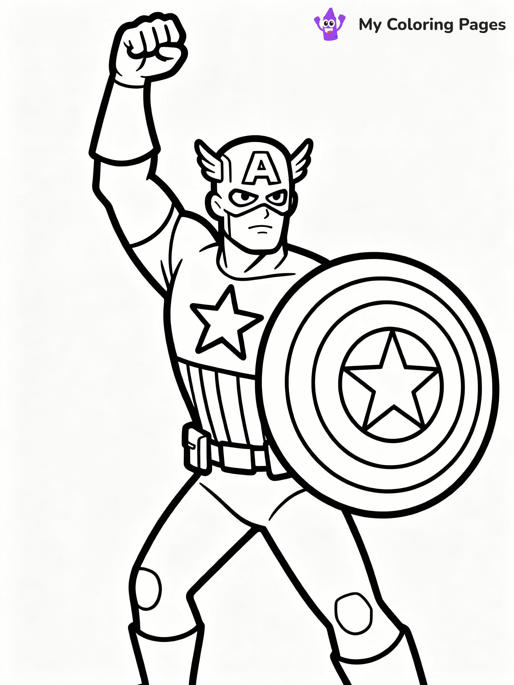 ⚠️ CRITICAL REQUIREMENT - ABSOLUTE BLACK AND WHITE ONLY ⚠️
This MUST be a BLACK AND WHITE line drawing ONLY. NO COLORS whatsoever.
- ONLY pure black lines (#000000) on pure white background (#FFFFFF)
- ABSOLUTELY NO colors, NO shading, NO gradients, NO grayscale
- If there are ANY colors in the output, the image is REJECTED
- This is a COLORING PAGE - meant to be COLORED IN by children
- The output must be UNCOLORED line art ready for coloring
⚠️ SUBJECT TO DRAW: Captain America from Avengers in Marvel comic style, shield raised, ready for battle, patriotic costume details
(REMEMBER: Output must be BLACK AND WHITE line art only, NOT colored!)
# COLORING PAGE: BLACK OUTLINES ONLY - WHITE BACKGROUND MANDATORY
Create a **coloring book page** using EXACTLY two values: black lines, white space.
## NON-NEGOTIABLE BINARY RULES
- **ONLY #000000 (black) and #FFFFFF (white)** - NO other values exist
- **EVERY PIXEL = BLACK OR WHITE** - no gray/shading/antialiasing
- **WHITE BACKGROUND MANDATORY** - entire canvas stays white
- **ALL SHAPES HOLLOW** - everything is empty outlines waiting to be colored
- **FORBIDDEN:** fills, shading, gradients, patterns, textures, colors
- **NO SOLID REGIONS** - if it's not a thin line, it's wrong
## Universal Line Standards
- Black outlines ONLY - thin, uniform weight
- Every shape completely empty inside
- Closed contours suitable for coloring
- Simple flat illustration - zero depth/3D/realism
- **Style:** Whimsical Doodle Art Alley - rounded, friendly outlines (unless specified)
## Everything = Outline Only
- Characters/animals: hollow shapes
- Objects/clothing: empty contours
- Backgrounds/scenery: line work only
- Natural elements: outlined forms
- Dark/night areas: don't exist (use outlined symbols)
- Textures/patterns: convert to simple lines
## The Test
Can a child color EVERY white space with crayons? If any area is pre-filled/shaded/gray or colored in, it FAILS. Every shape must be waiting to receive color.
**FINAL OUTPUT**: Binary coloring page. Black lines define shapes. White spaces ready for coloring. Nothing else exists. No exceptions. Print-ready.
⚠️ FINAL REMINDER: Draw the subject "Captain America from Avengers in Marvel comic style, shield raised, ready for battle, patriotic costume details" as BLACK AND WHITE line art. Zero colors in output.