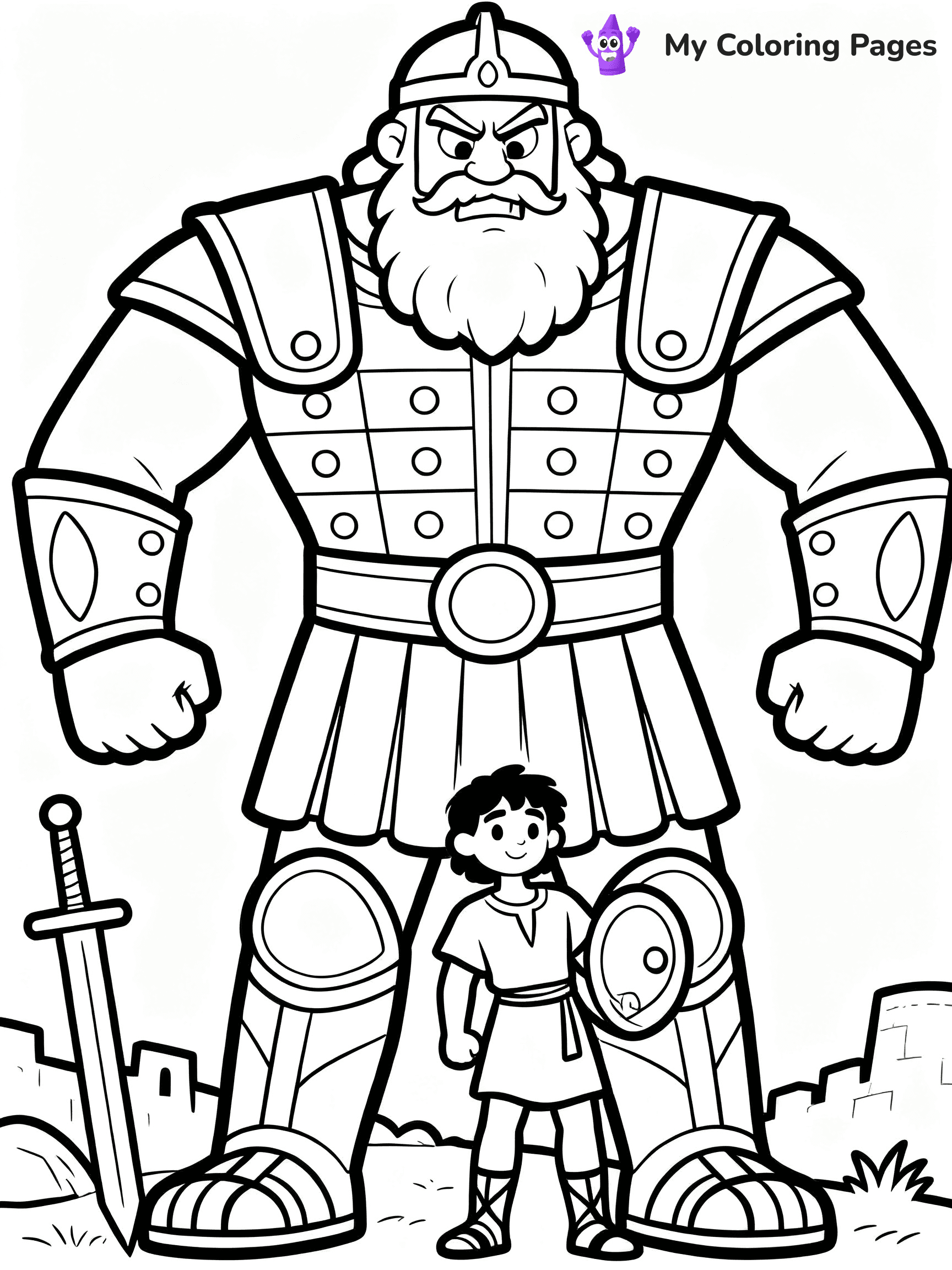 David And Goliath Coloring Pages - 1