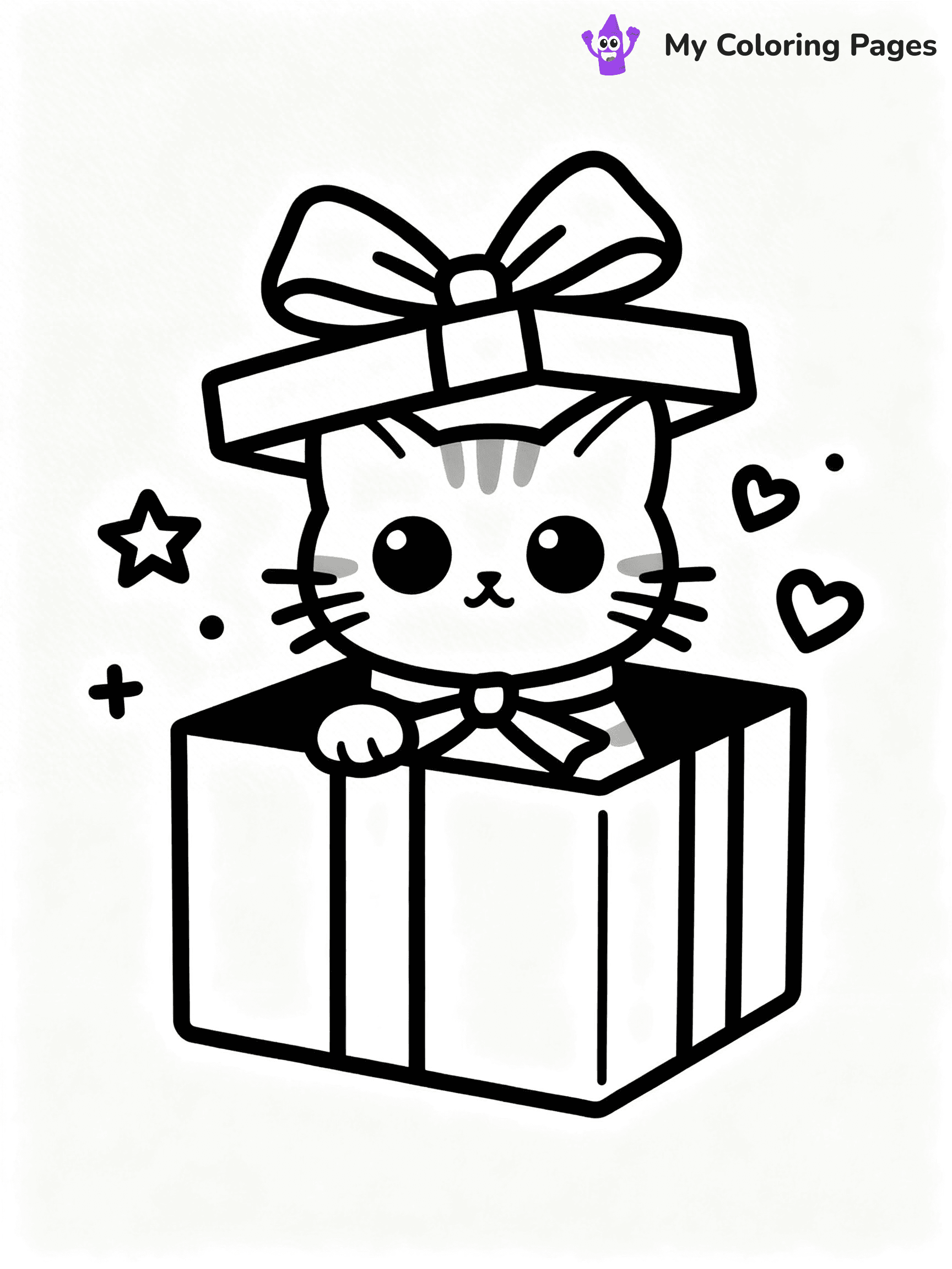 Kawaii Cat Easy Cute Cat Coloring Pages - 41