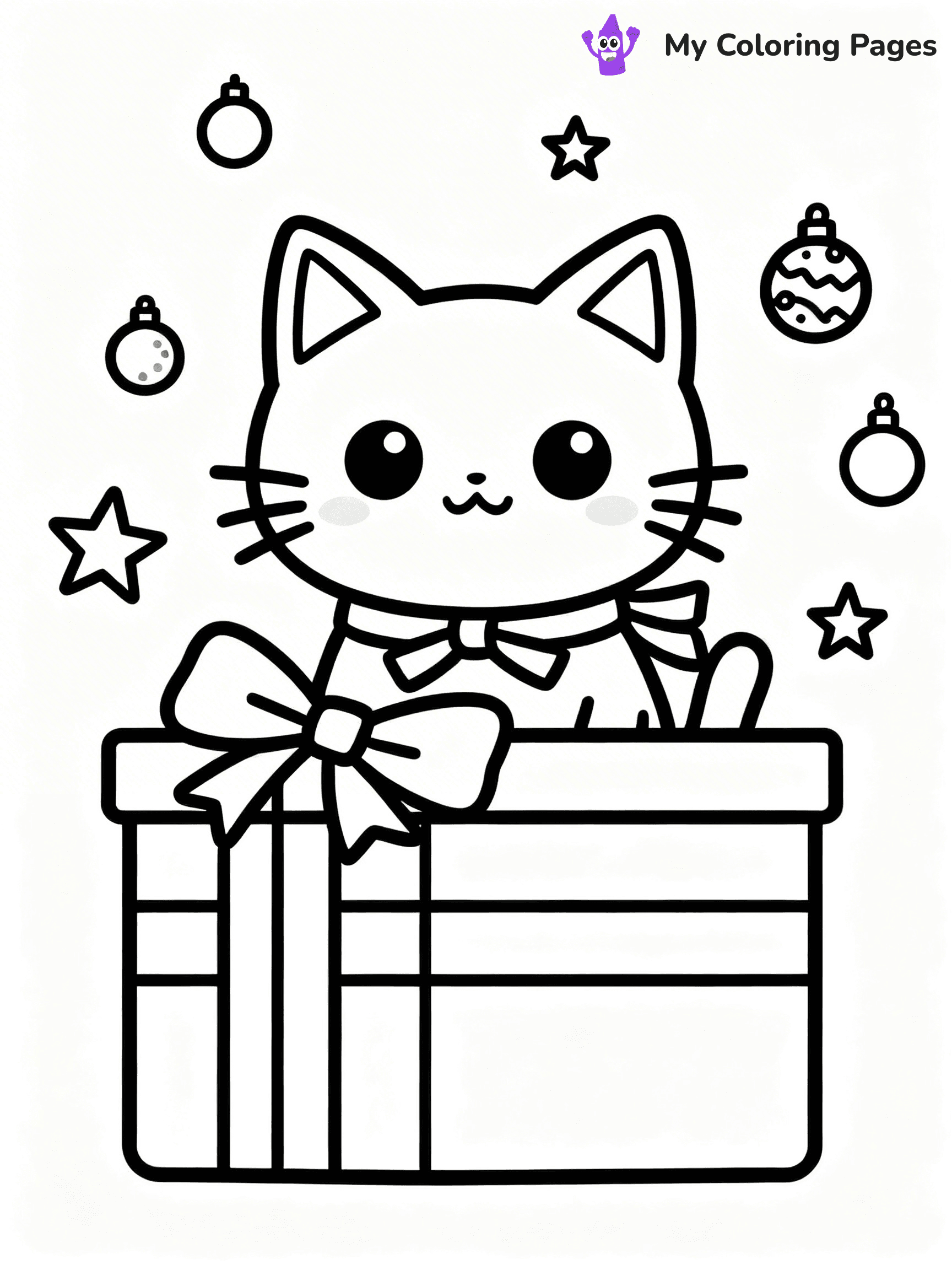 Kawaii Cat Easy Cute Cat Coloring Pages - 37