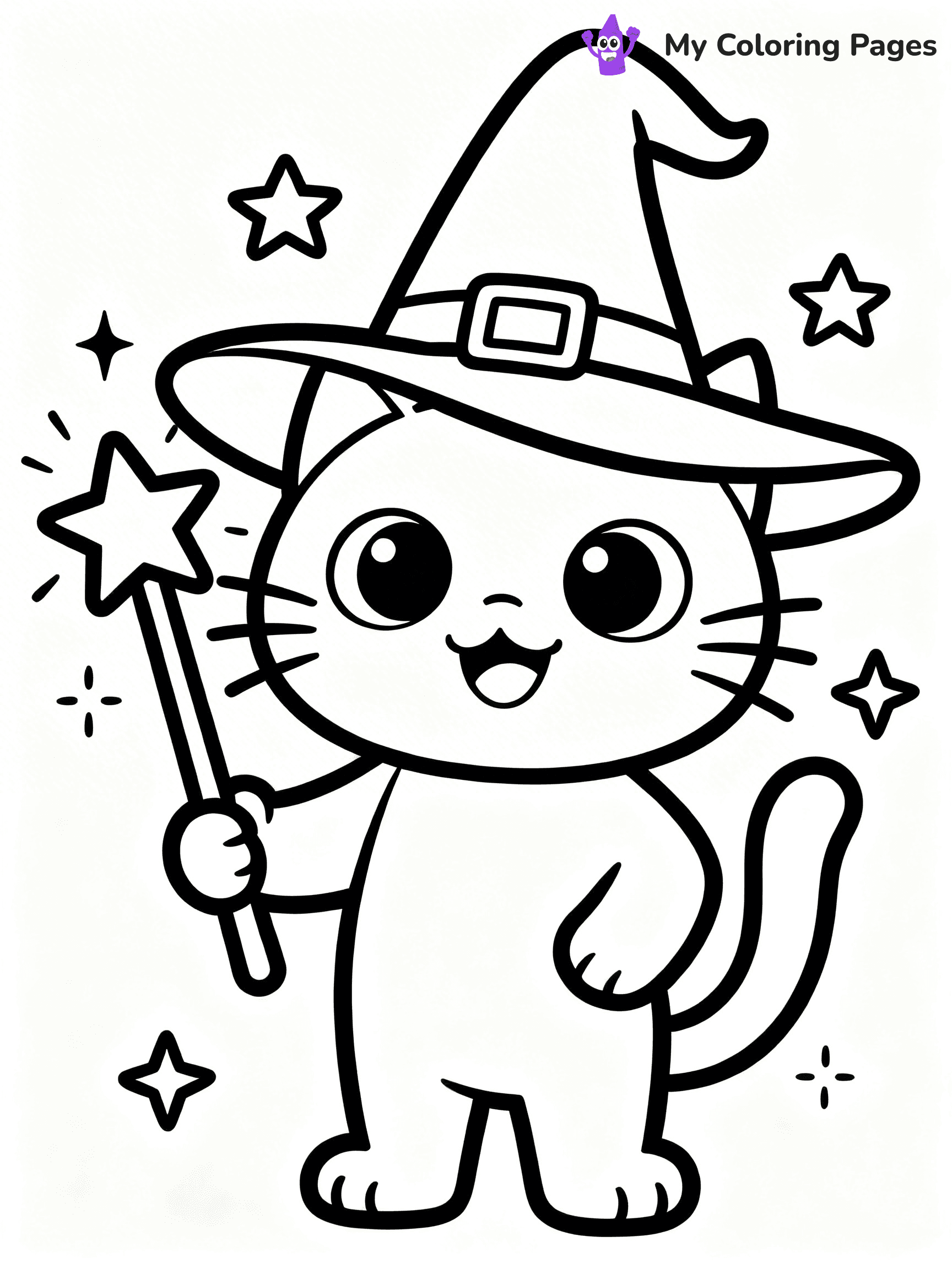 Kawaii Cat Easy Cute Cat Coloring Pages - 36