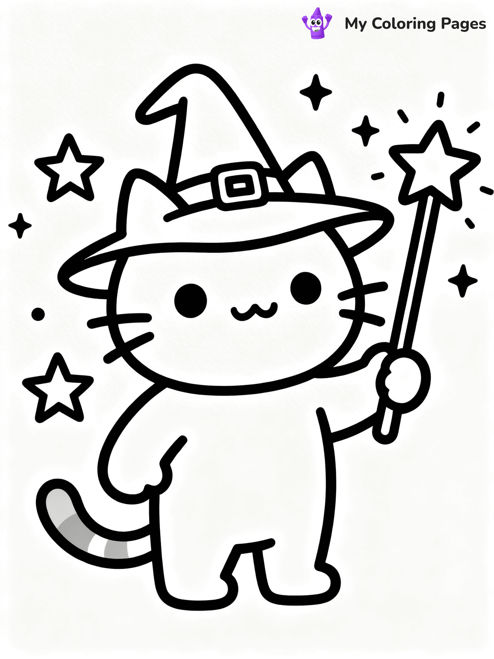 Kawaii Cat Easy Cute Cat Coloring Pages - 34