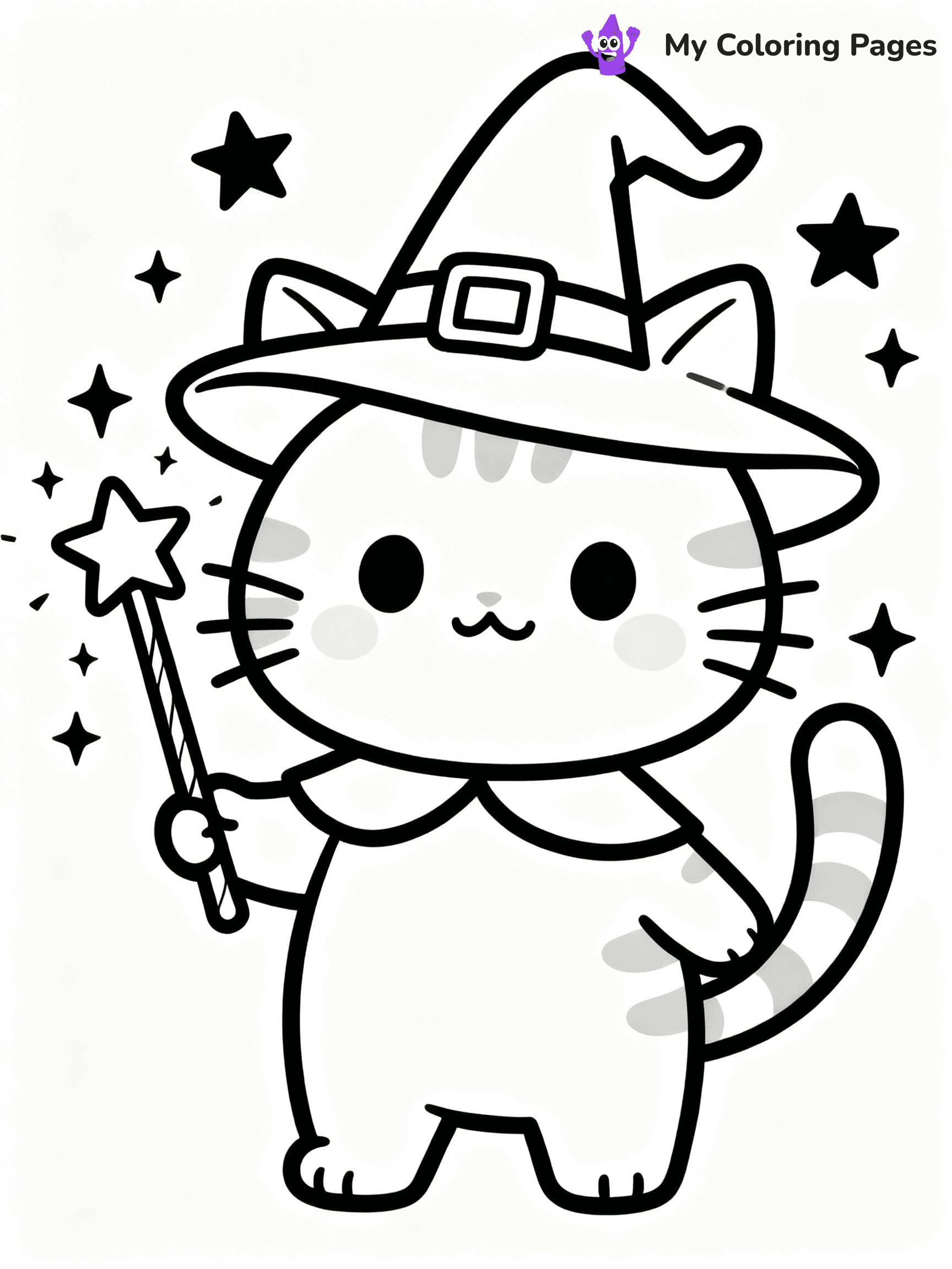 Kawaii Cat Easy Cute Cat Coloring Pages - 33