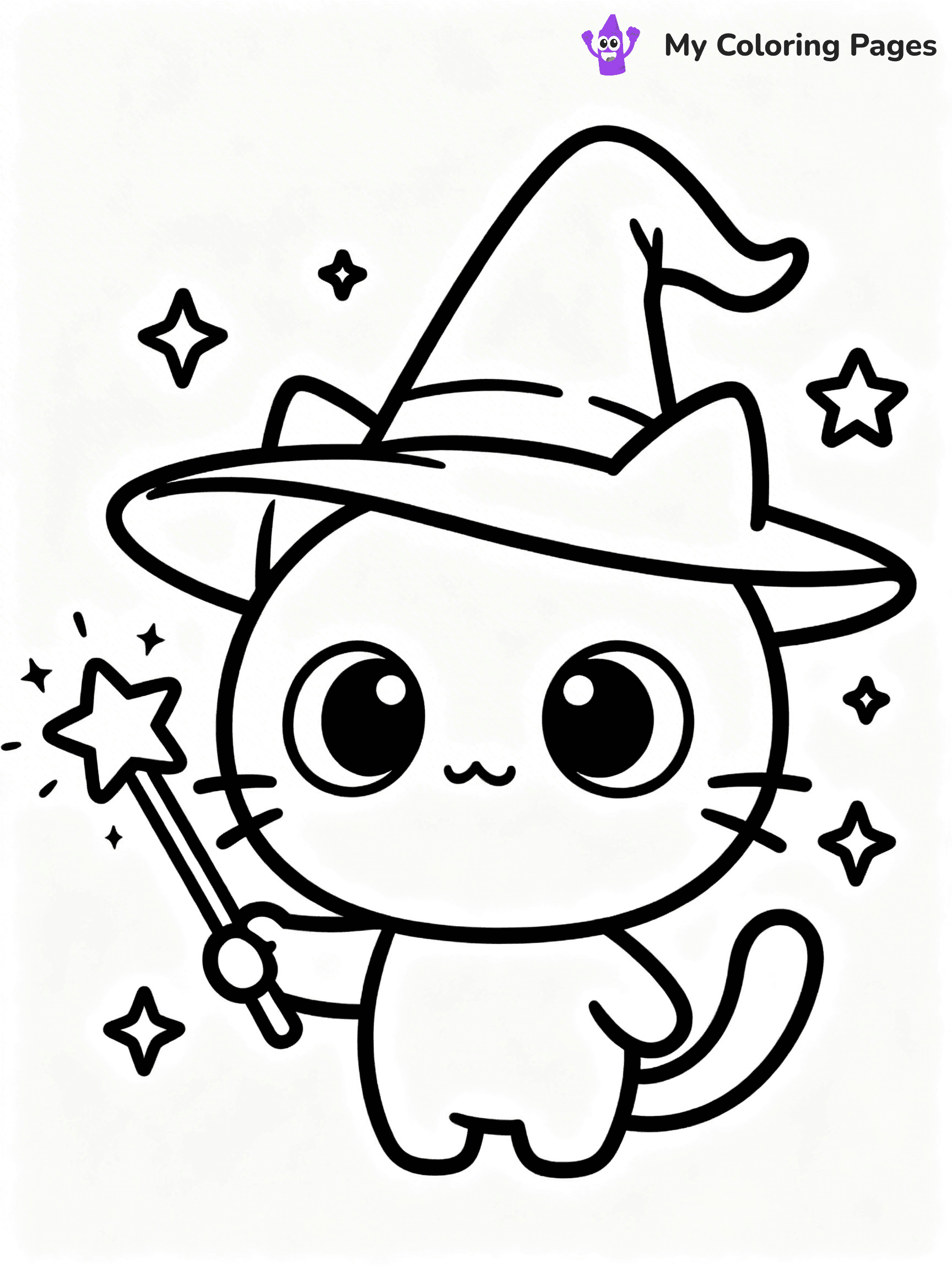 Kawaii Cat Easy Cute Cat Coloring Pages - 32