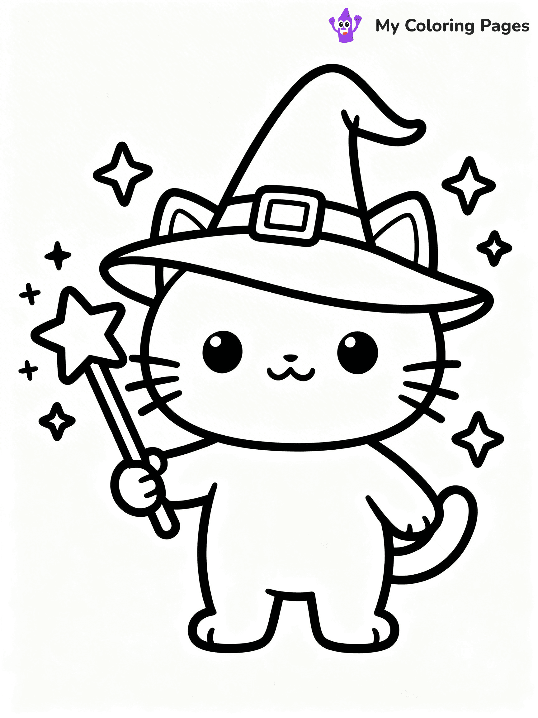 Kawaii Cat Easy Cute Cat Coloring Pages - 31