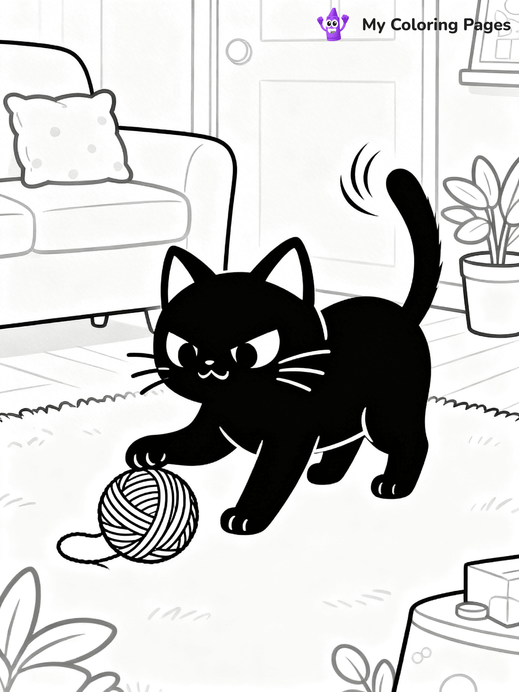Kawaii Cat Easy Cute Cat Coloring Pages - 22