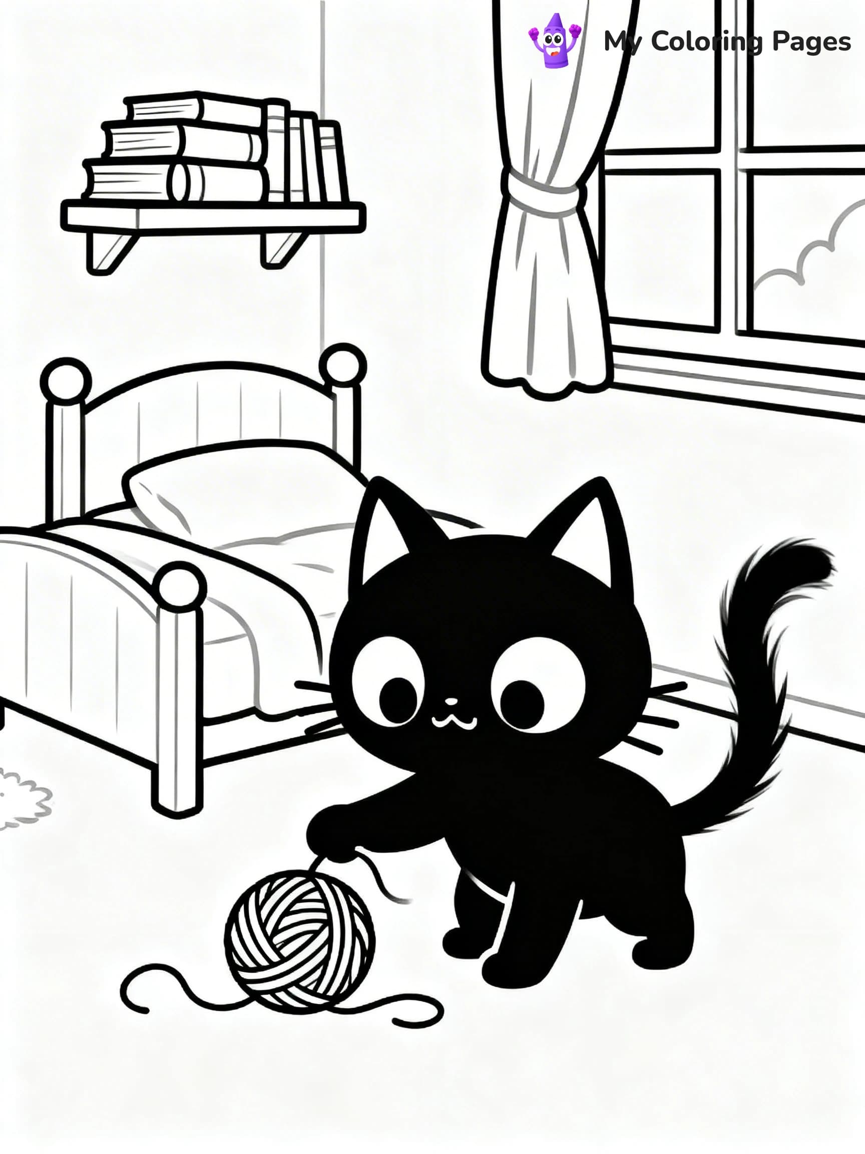 Kawaii Cat Easy Cute Cat Coloring Pages - 20