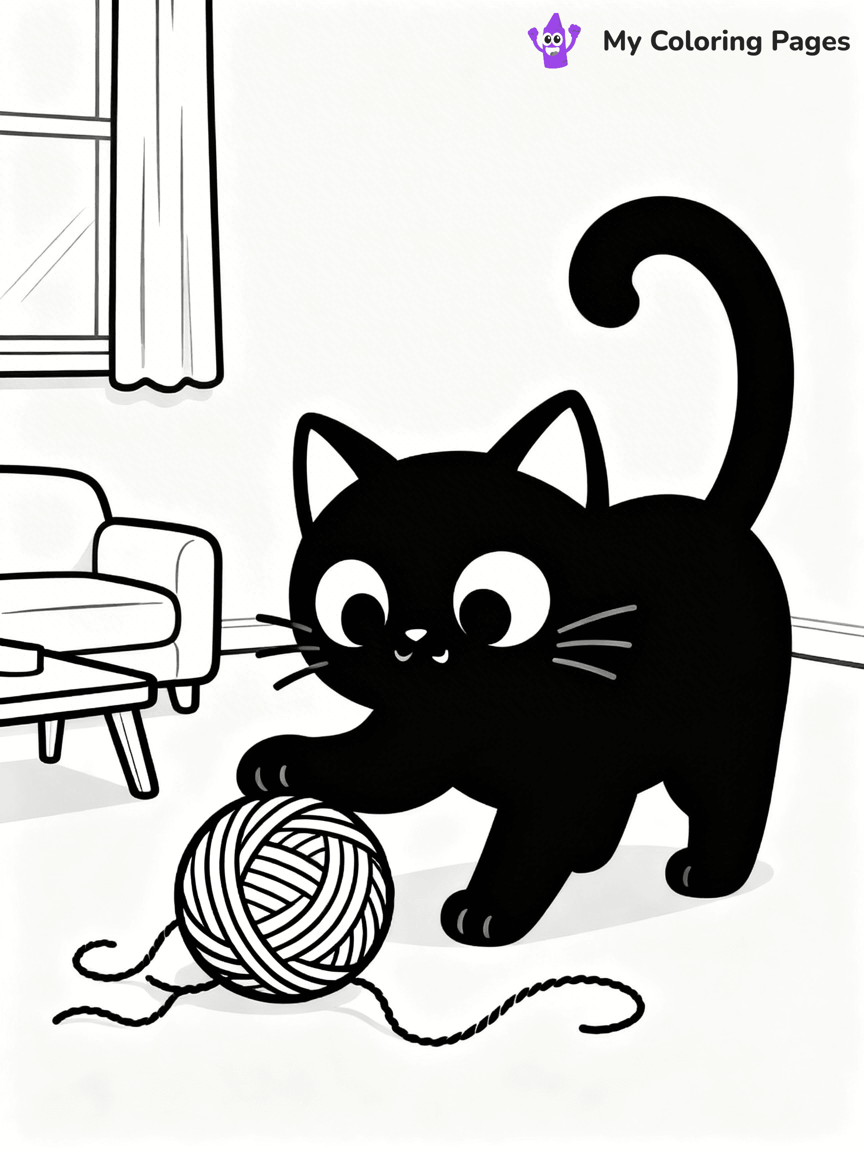 Kawaii Cat Easy Cute Cat Coloring Pages - 19