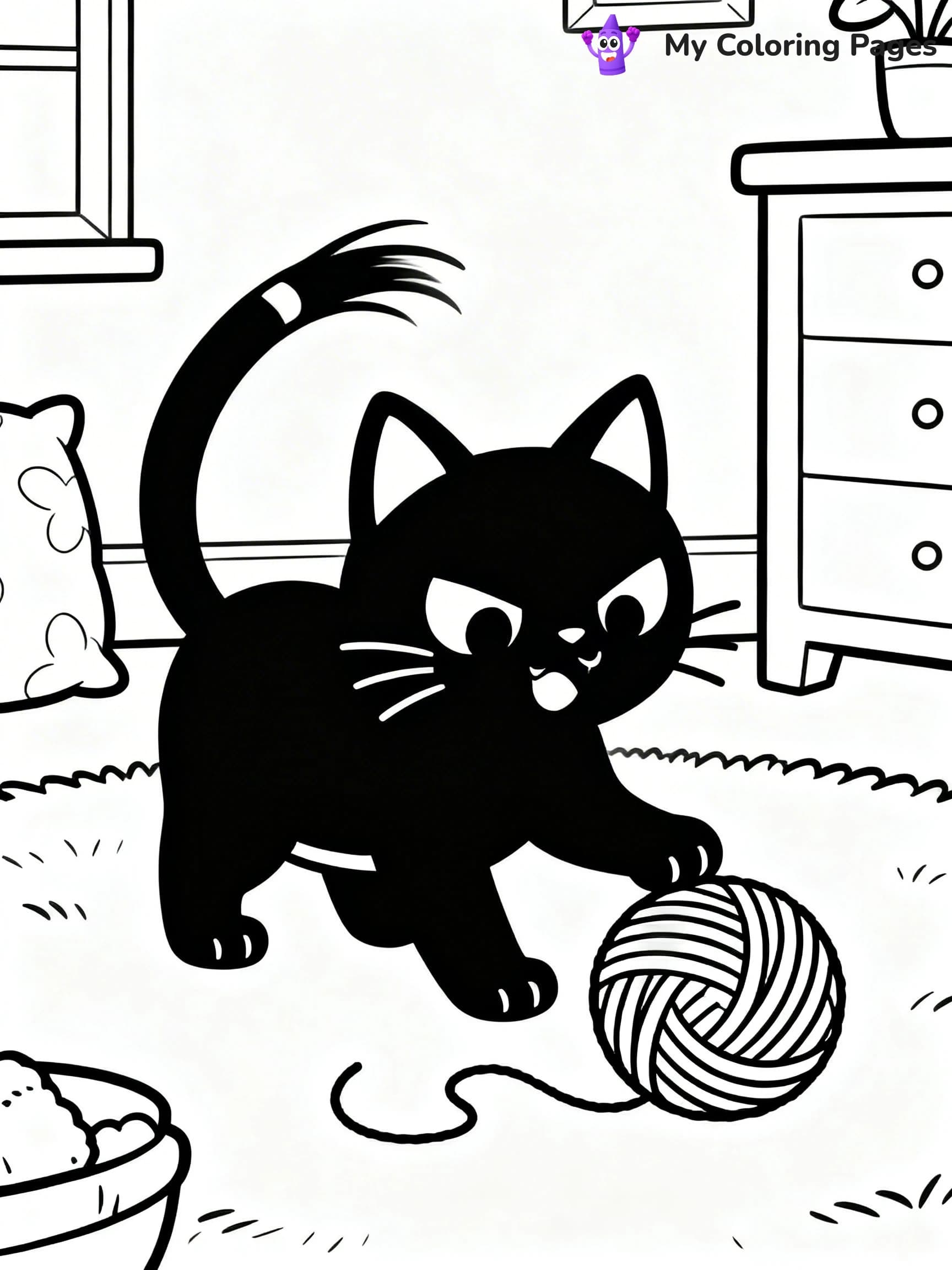 Kawaii Cat Easy Cute Cat Coloring Pages - 16