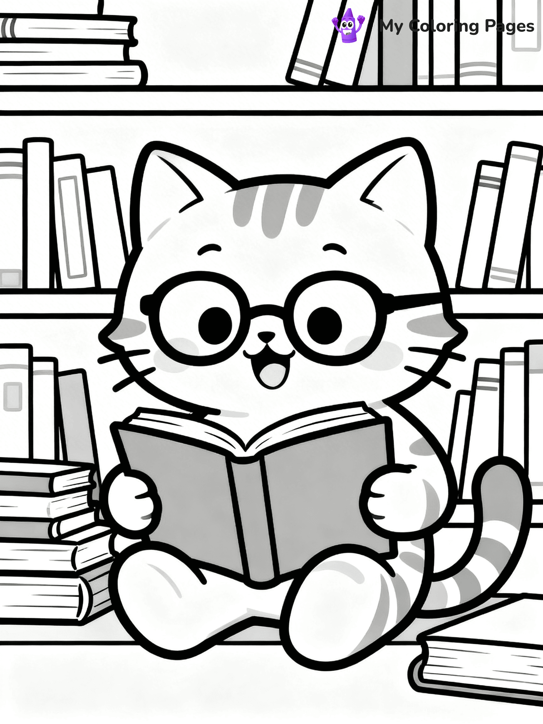 Kawaii Cat Easy Cute Cat Coloring Pages - 15
