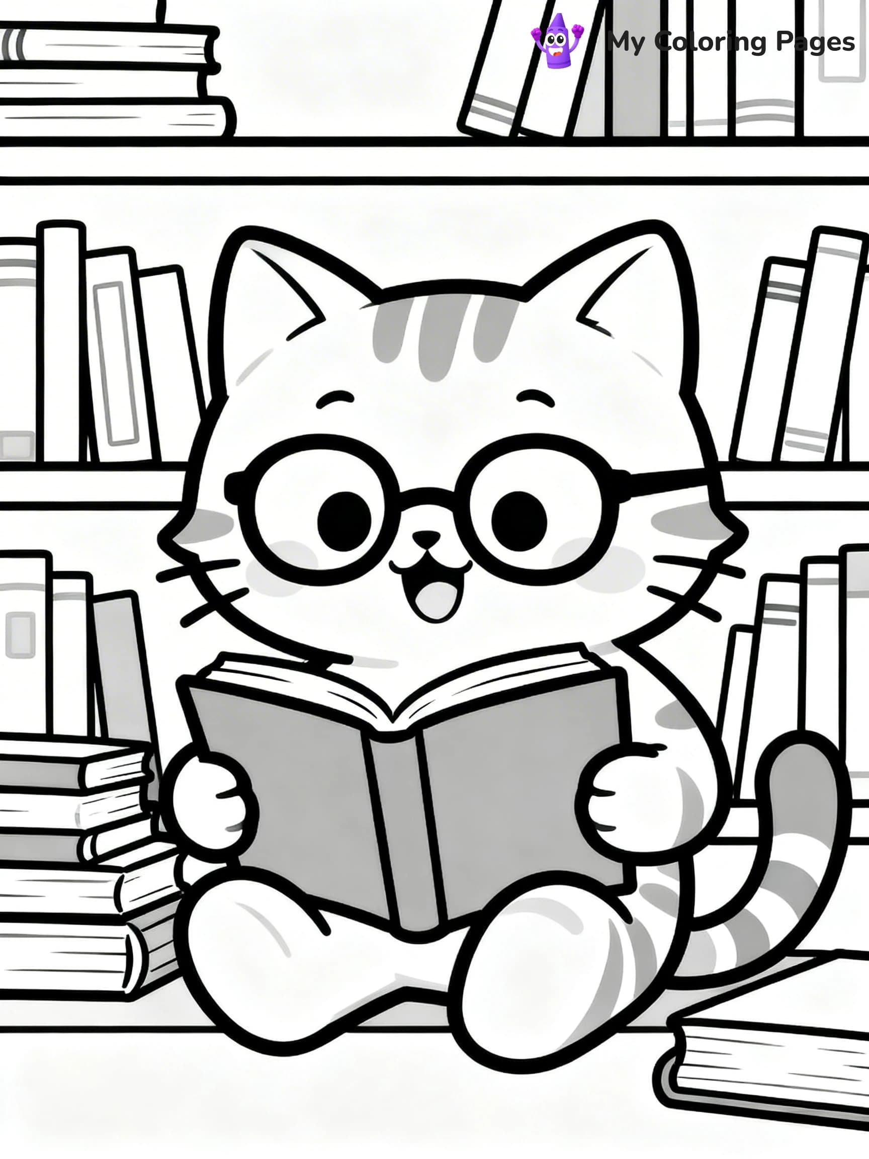 Kawaii Cat Easy Cute Cat Coloring Pages - 15