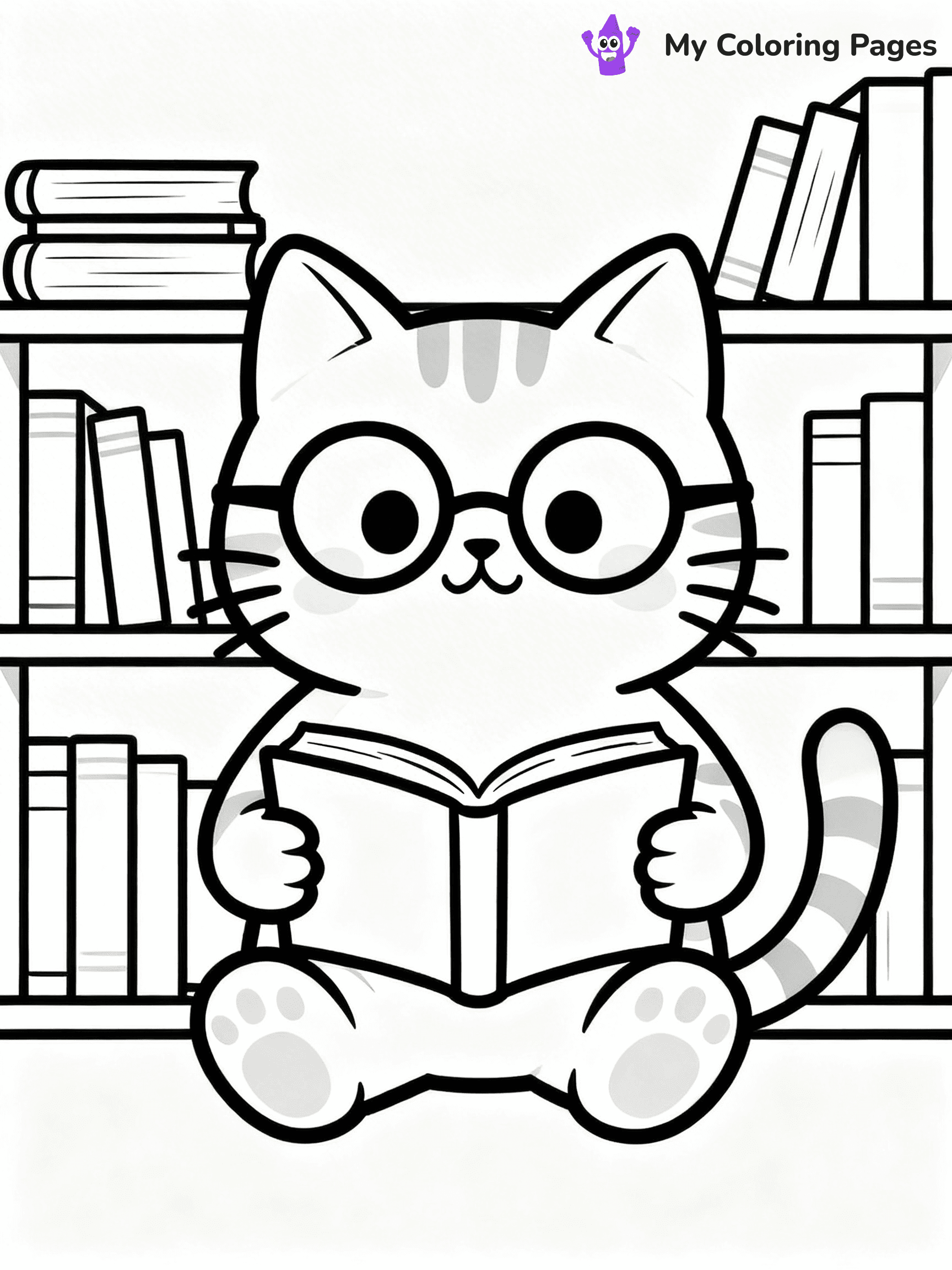 Kawaii Cat Easy Cute Cat Coloring Pages - 14