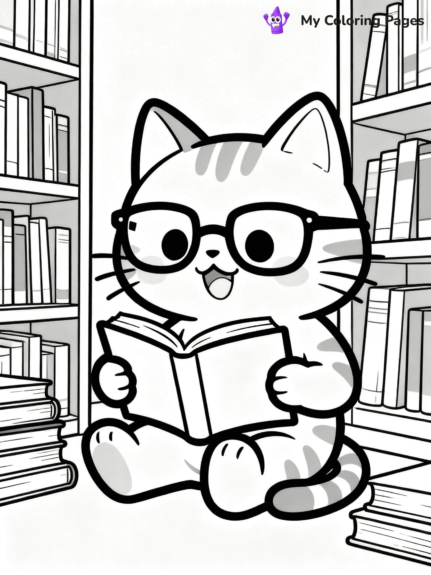 Kawaii Cat Easy Cute Cat Coloring Pages - 11