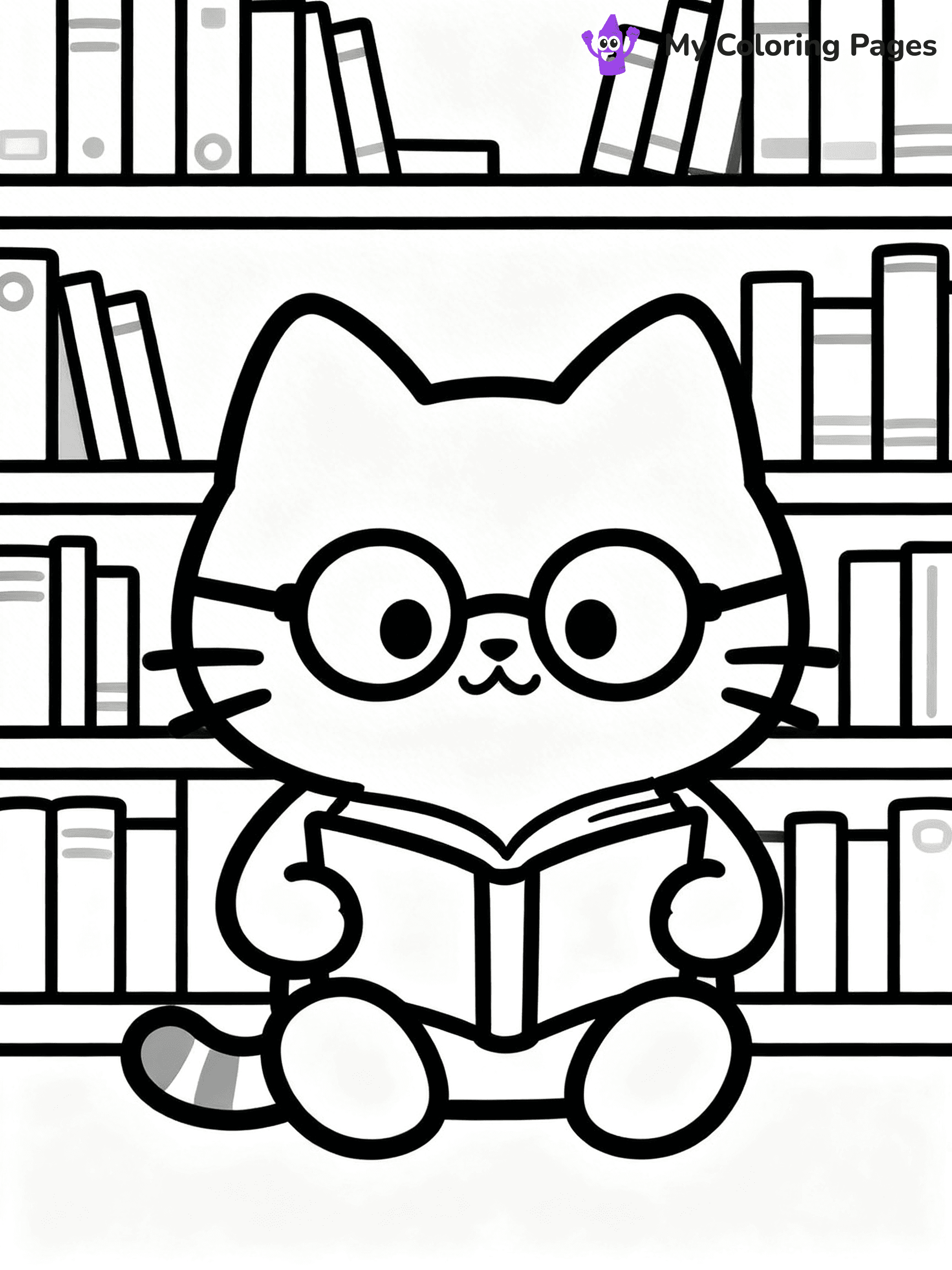 Kawaii Cat Easy Cute Cat Coloring Pages - 10