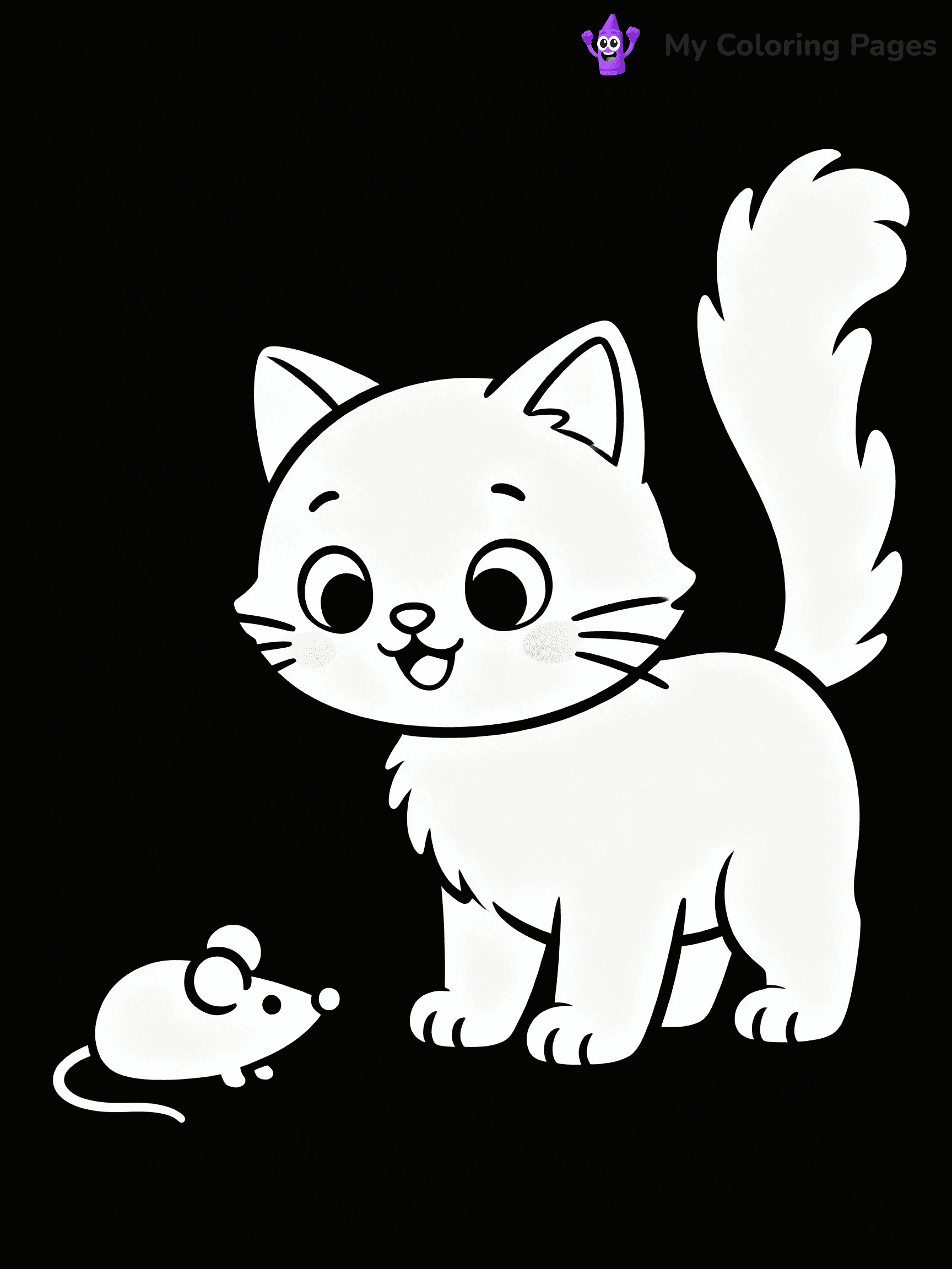 Kawaii Cat Easy Cute Cat Coloring Pages - 8