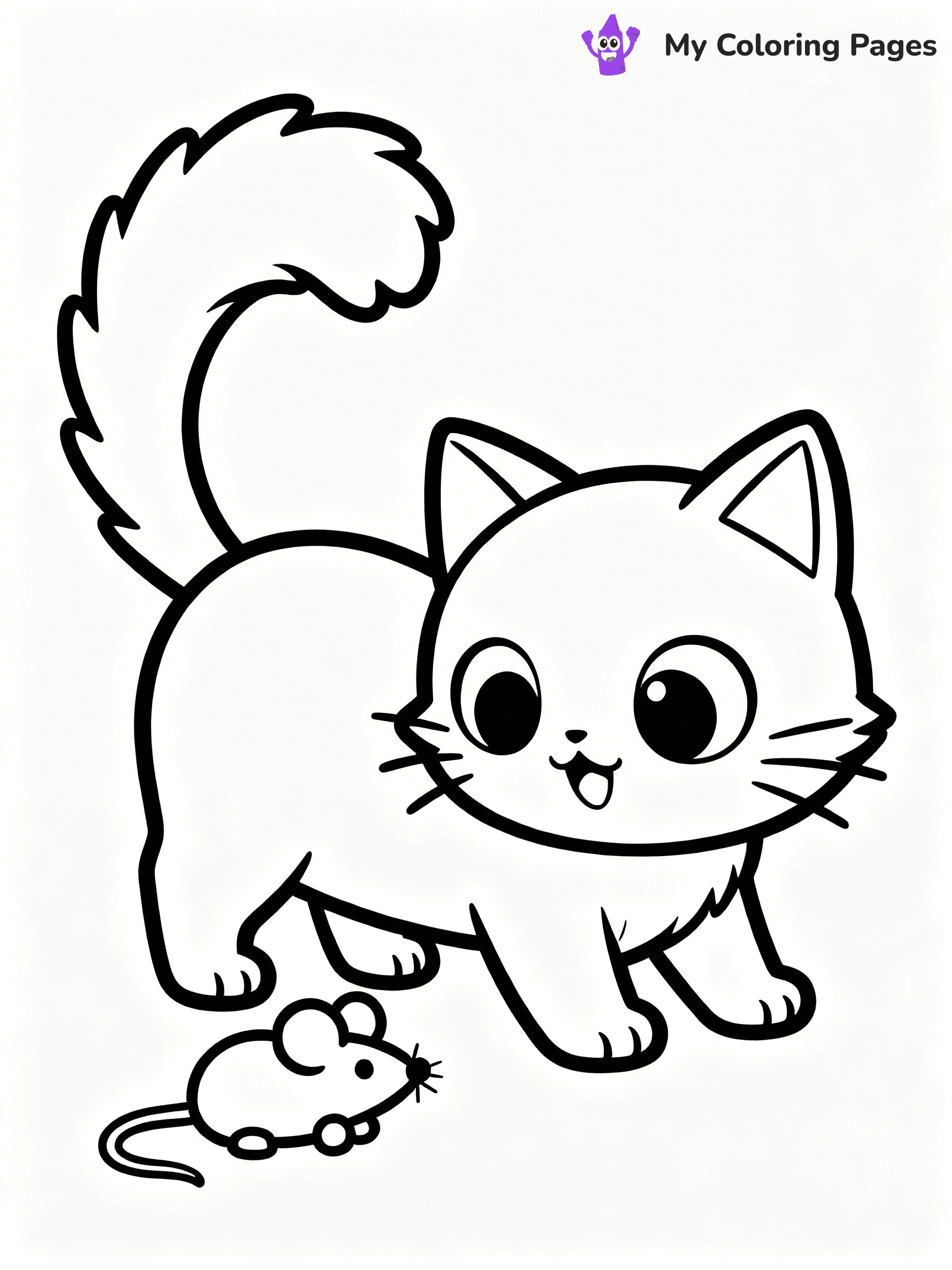 Kawaii Cat Easy Cute Cat Coloring Pages - 5