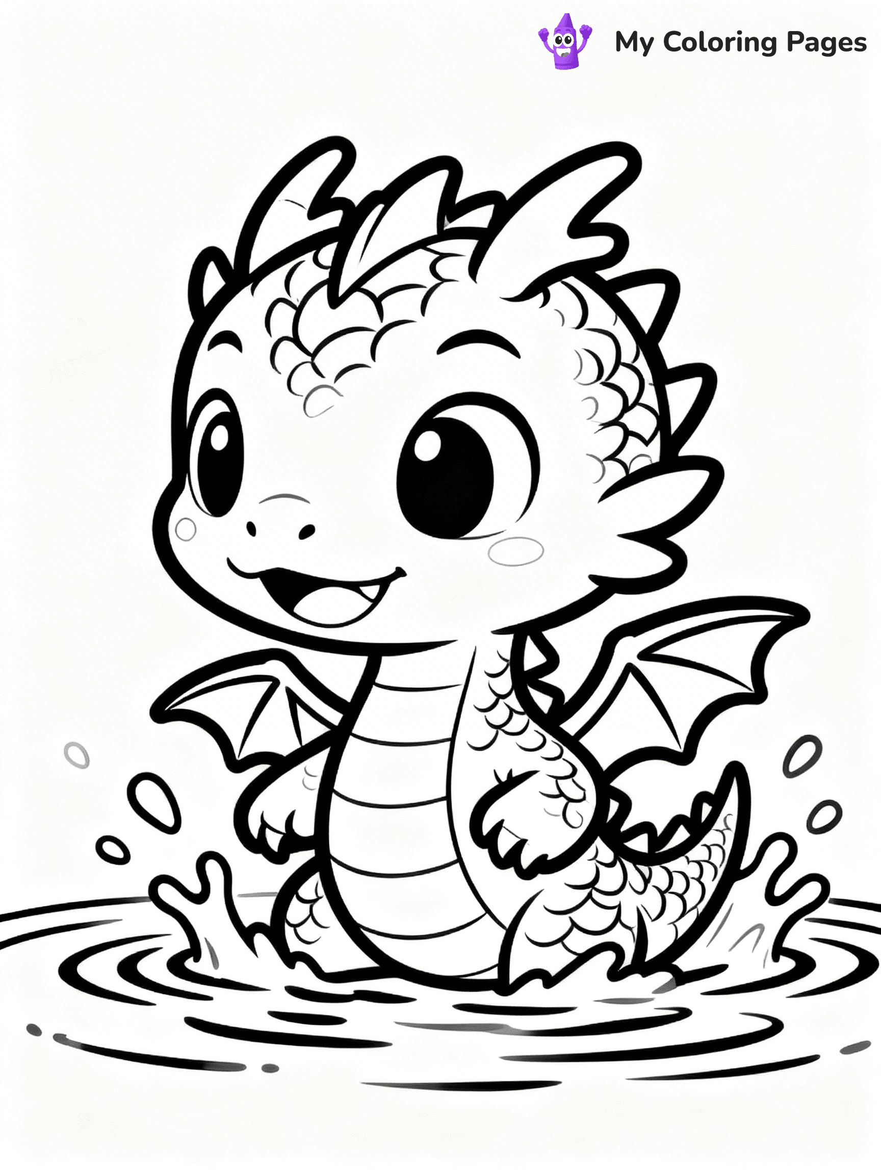 Realistic Water Dragon Dragon Coloring Pages - 21