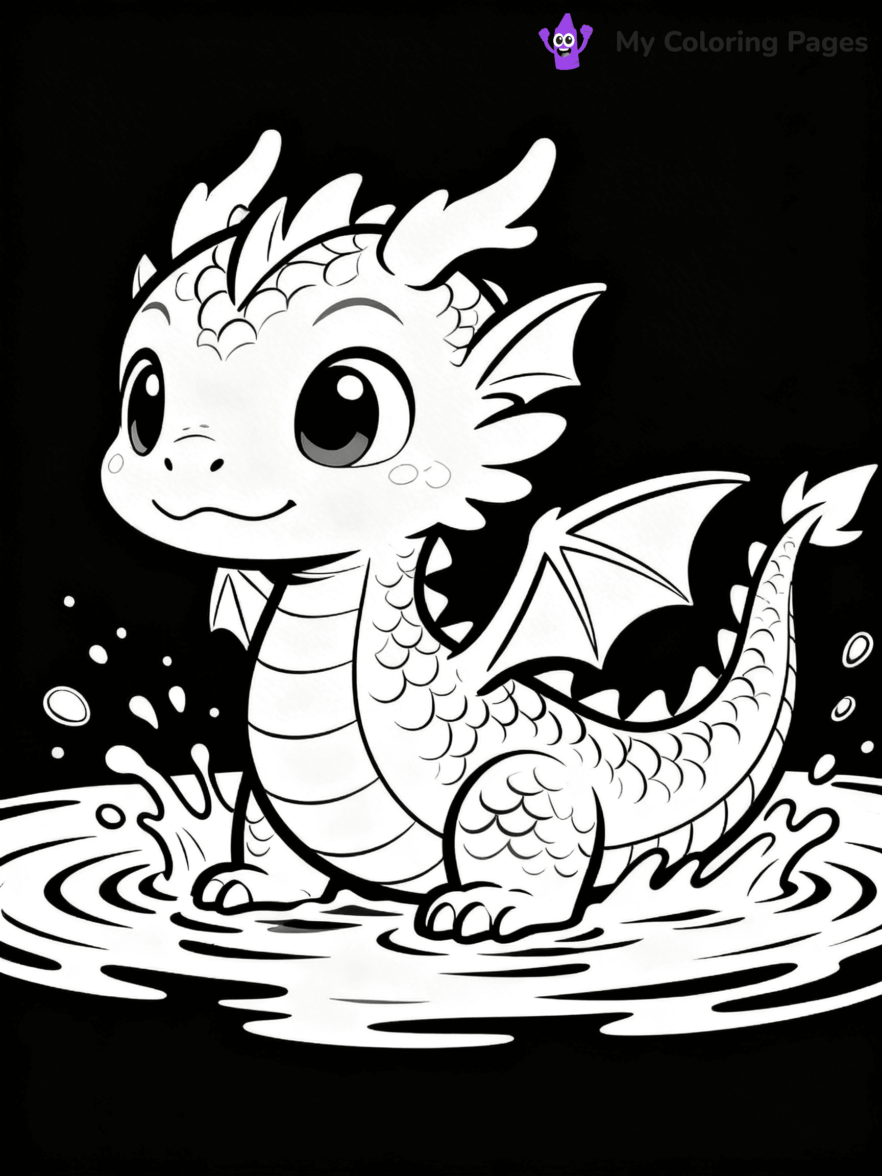 Realistic Water Dragon Dragon Coloring Pages - 20