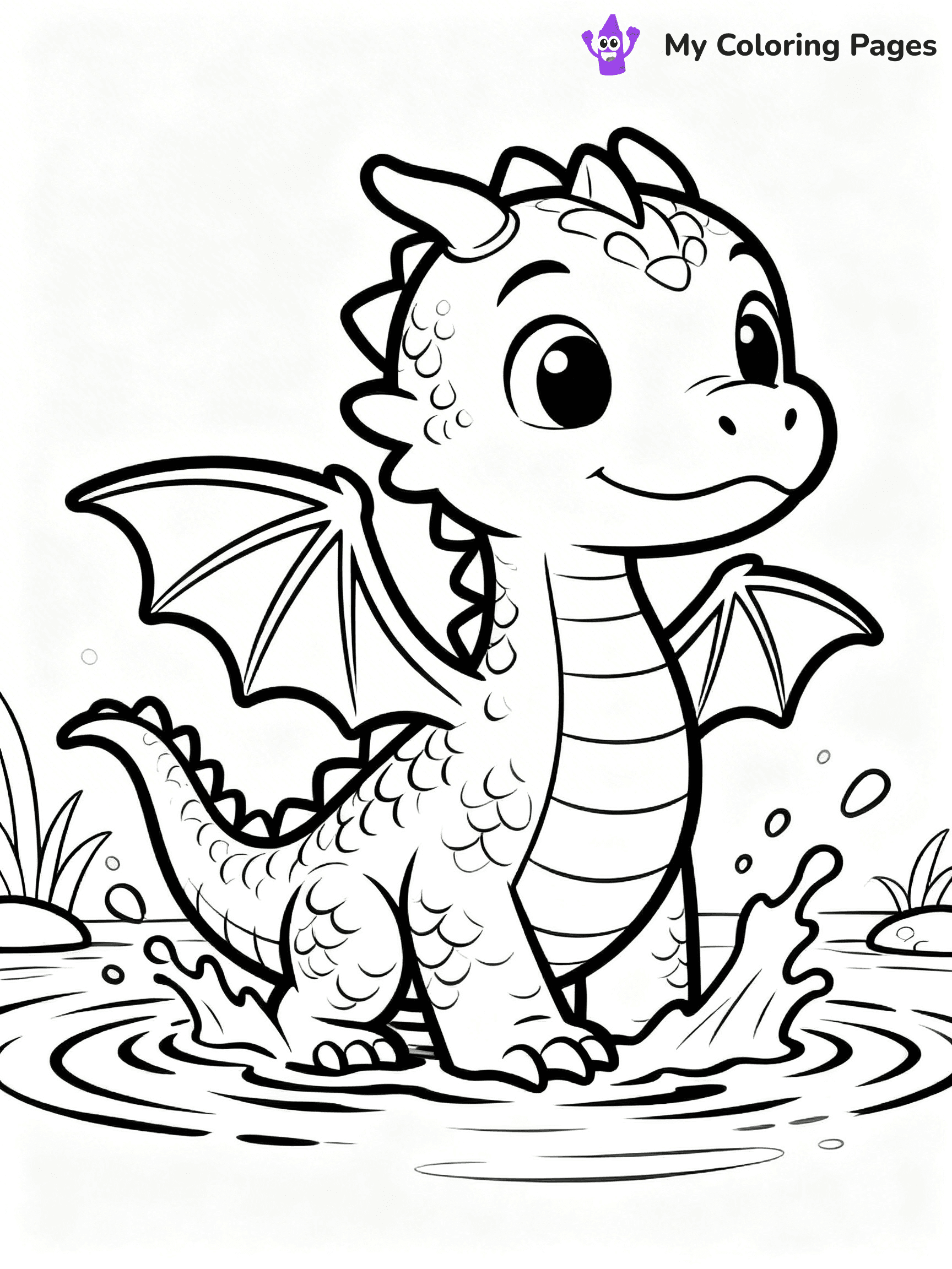 Realistic Water Dragon Dragon Coloring Pages - 19