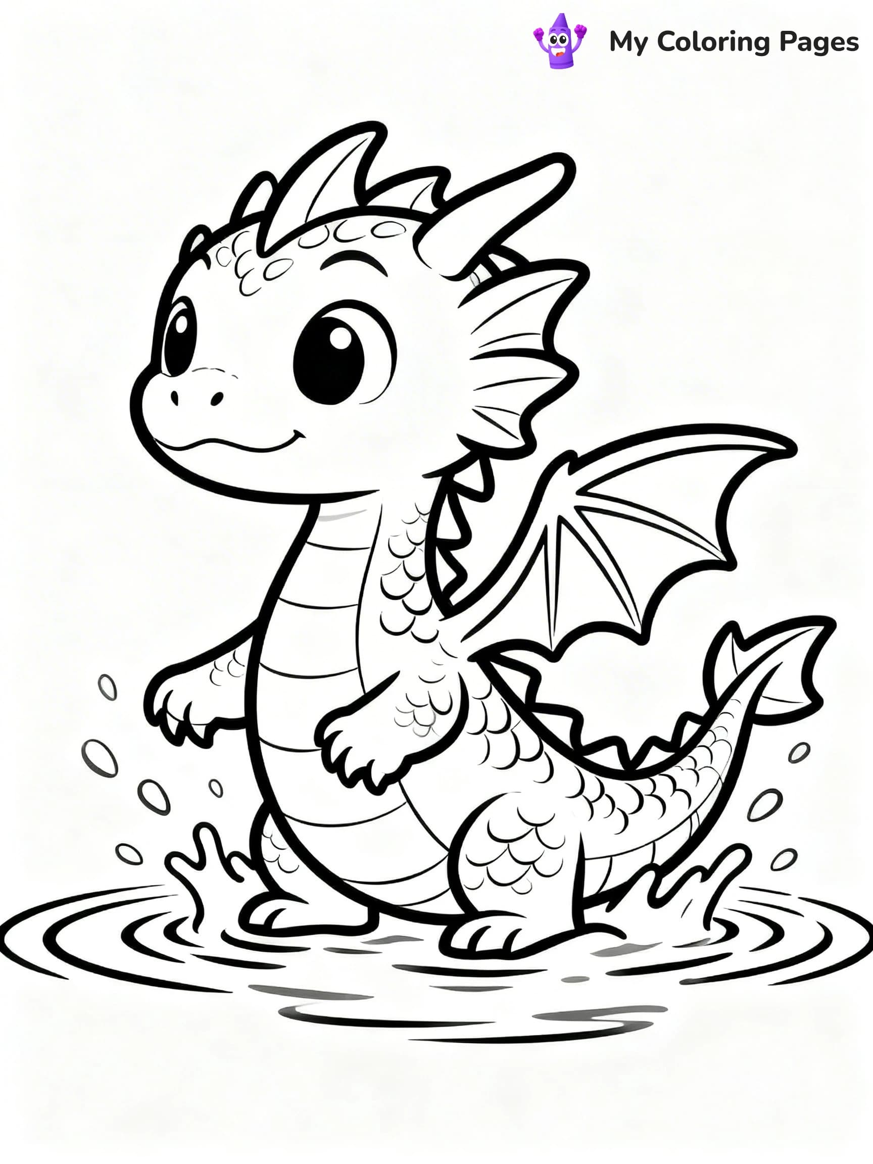 Realistic Water Dragon Dragon Coloring Pages - 18