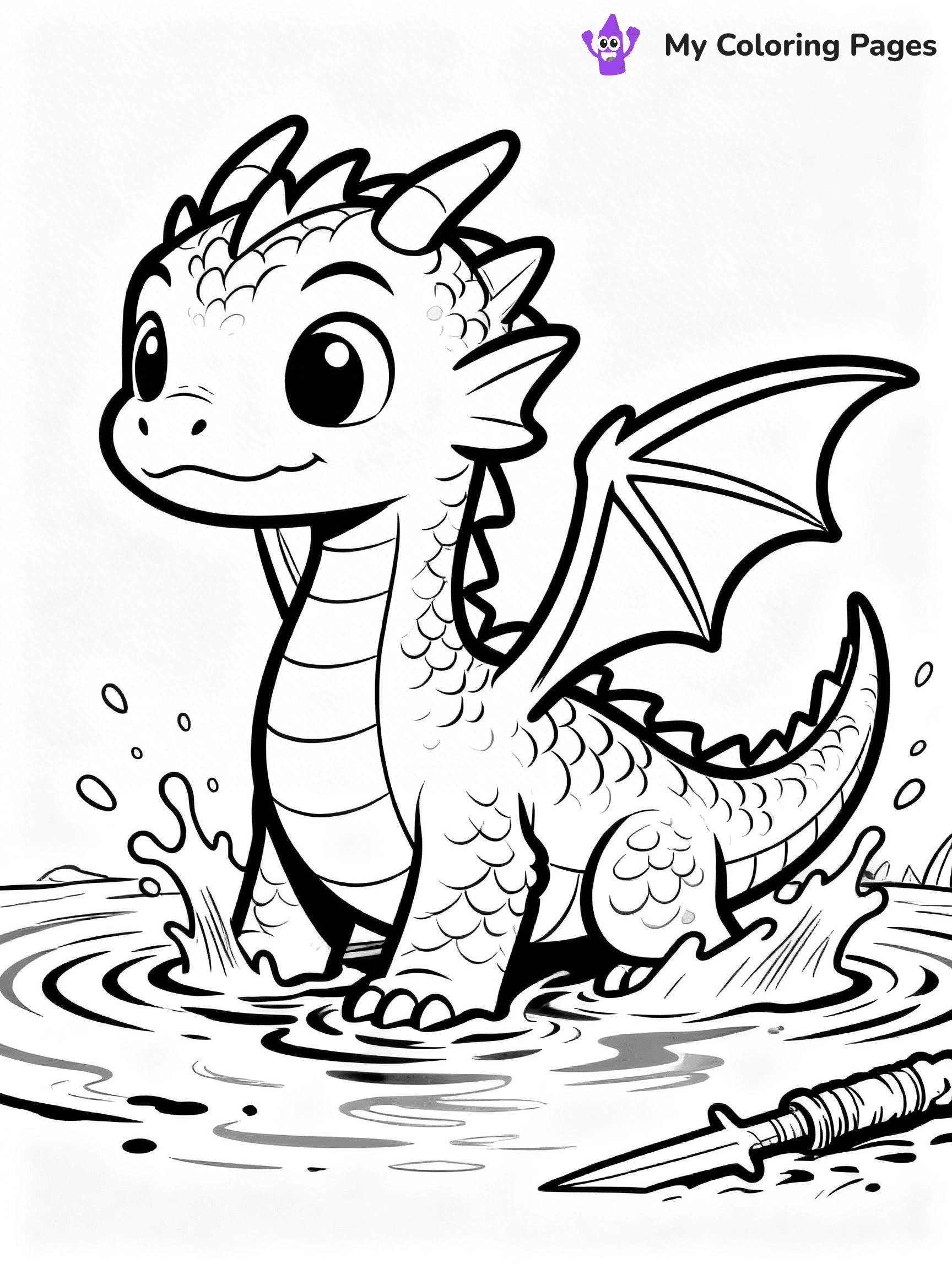 Realistic Water Dragon Dragon Coloring Pages - 17