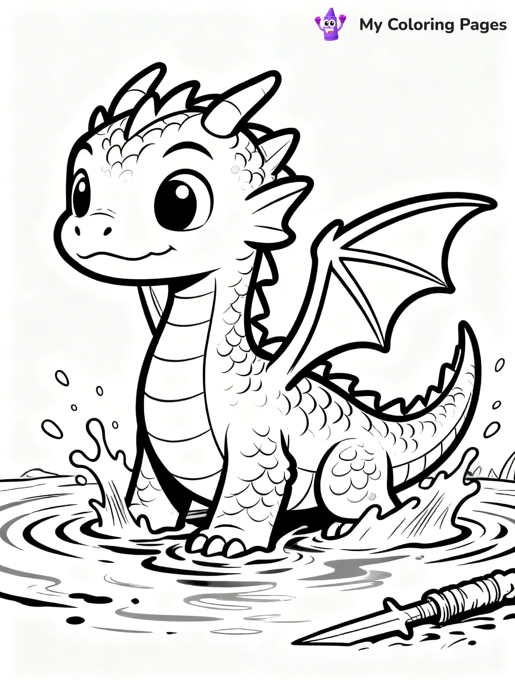 Realistic Water Dragon Dragon Coloring Pages - 17