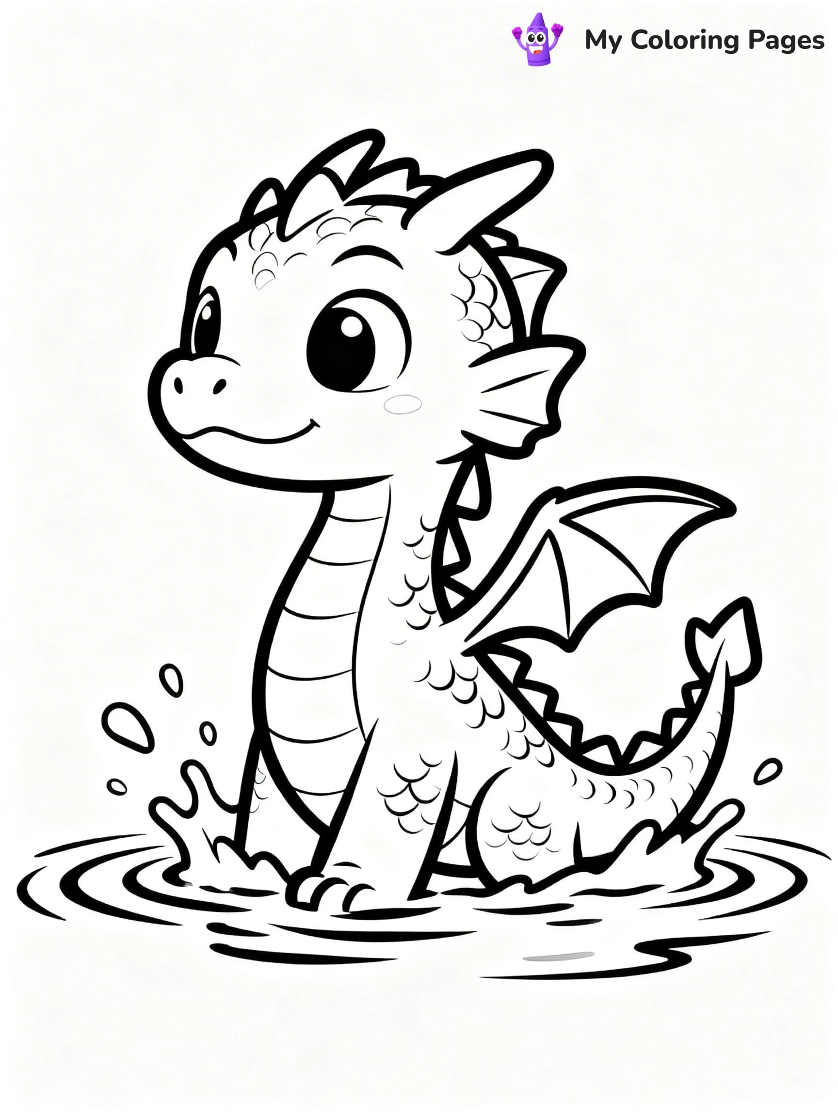 Realistic Water Dragon Dragon Coloring Pages - 16