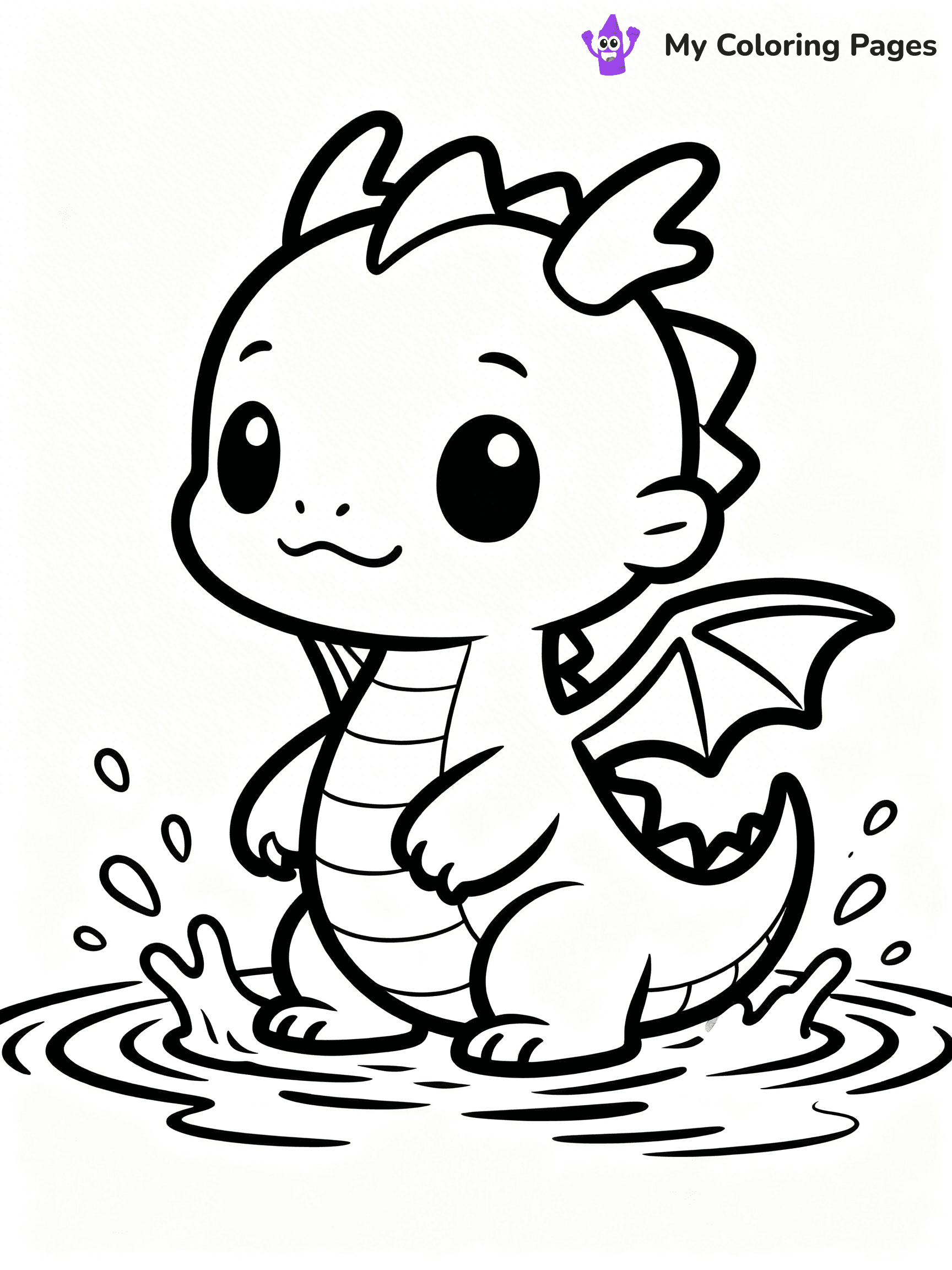 Realistic Water Dragon Dragon Coloring Pages - 15