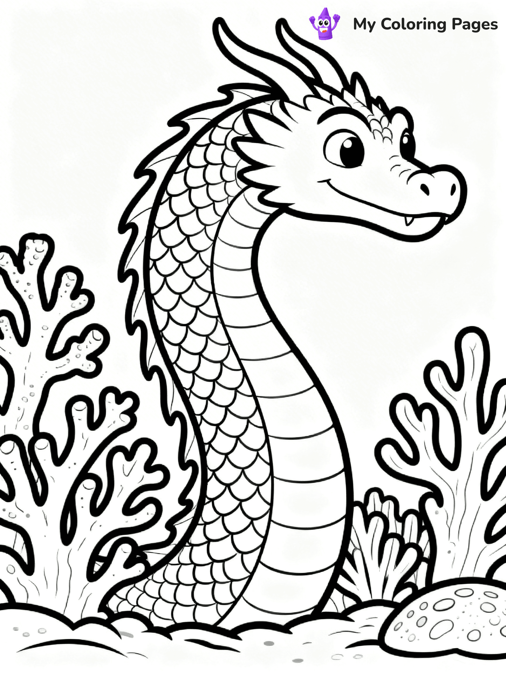 Realistic Water Dragon Dragon Coloring Pages - 13