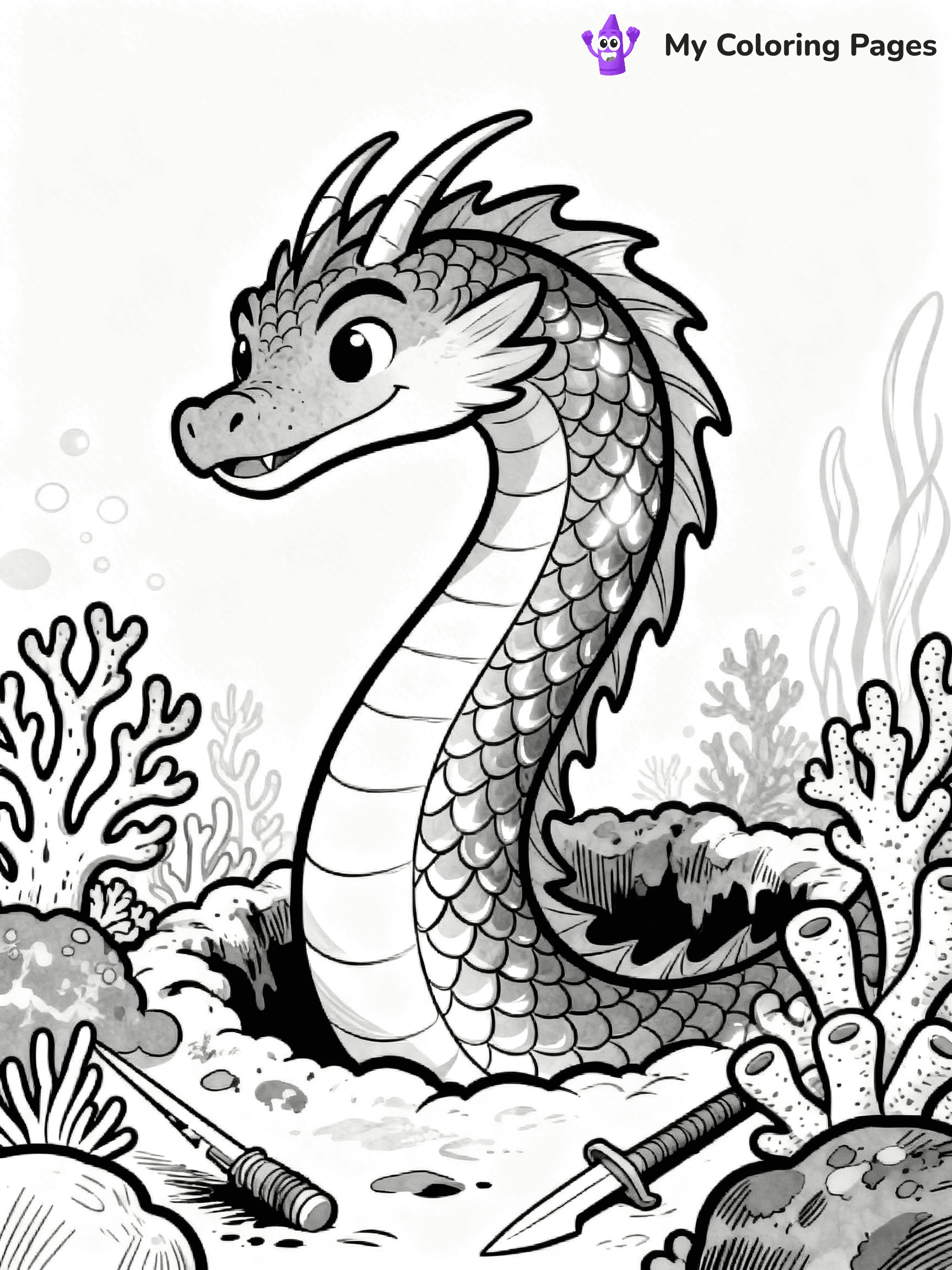 Realistic Water Dragon Dragon Coloring Pages - 10