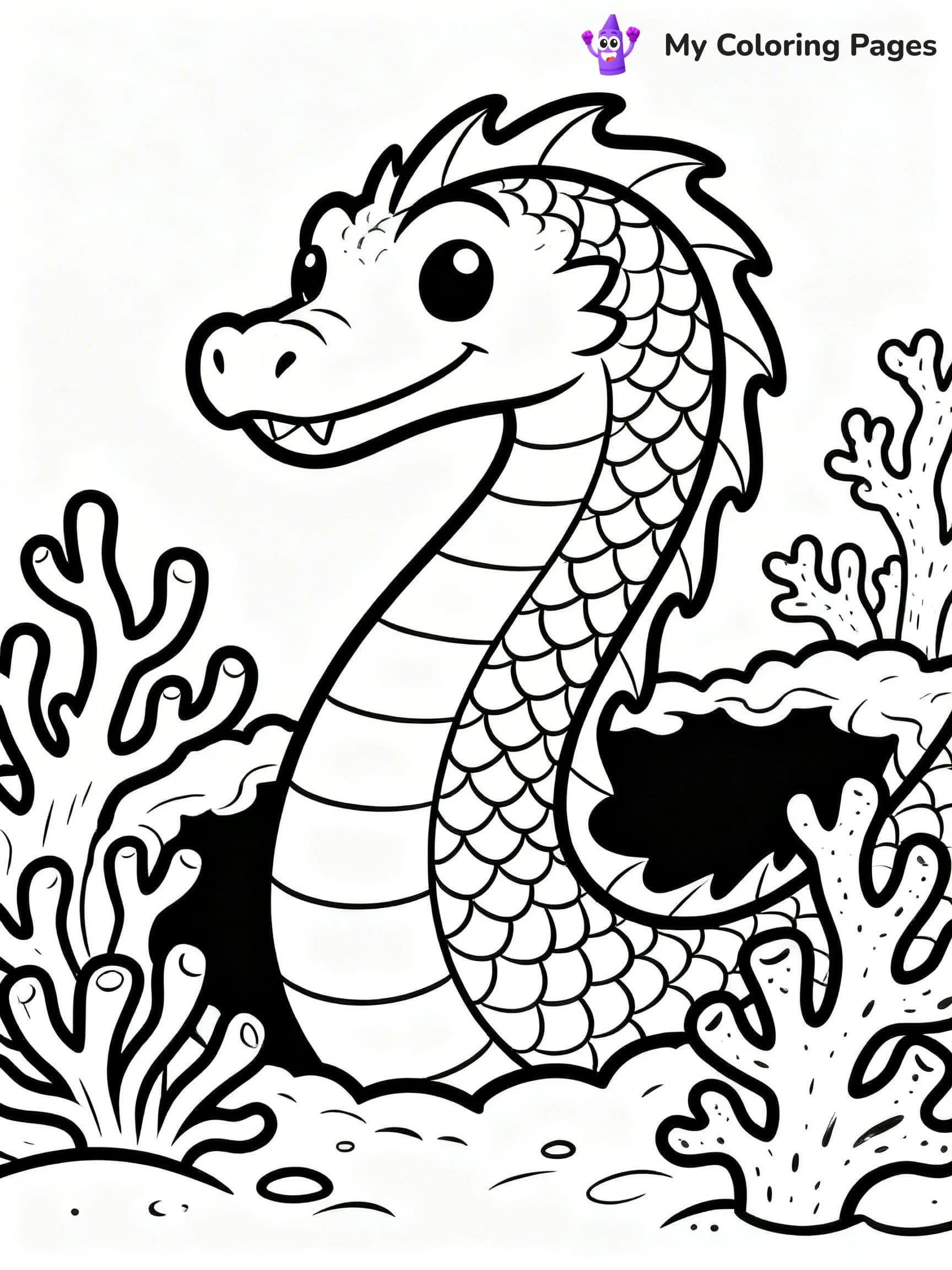 Realistic Water Dragon Dragon Coloring Pages - 9