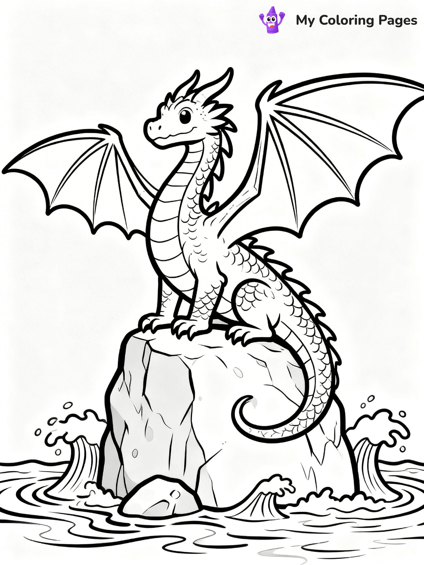 Realistic Water Dragon Dragon Coloring Pages - 7