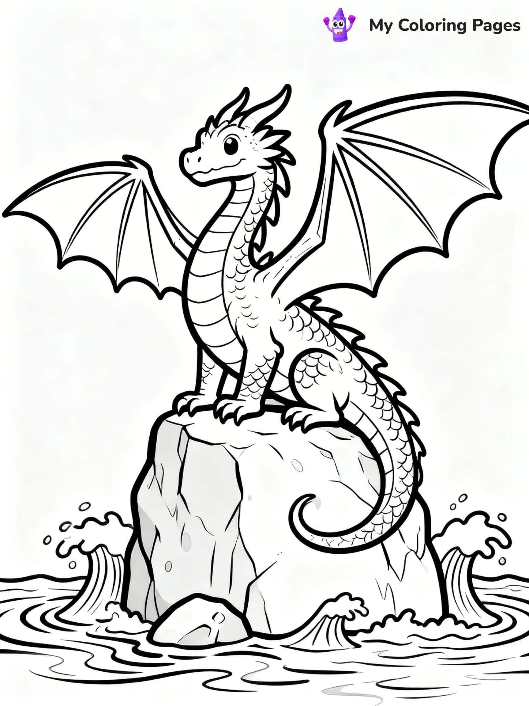 Realistic Water Dragon Dragon Coloring Pages - 7