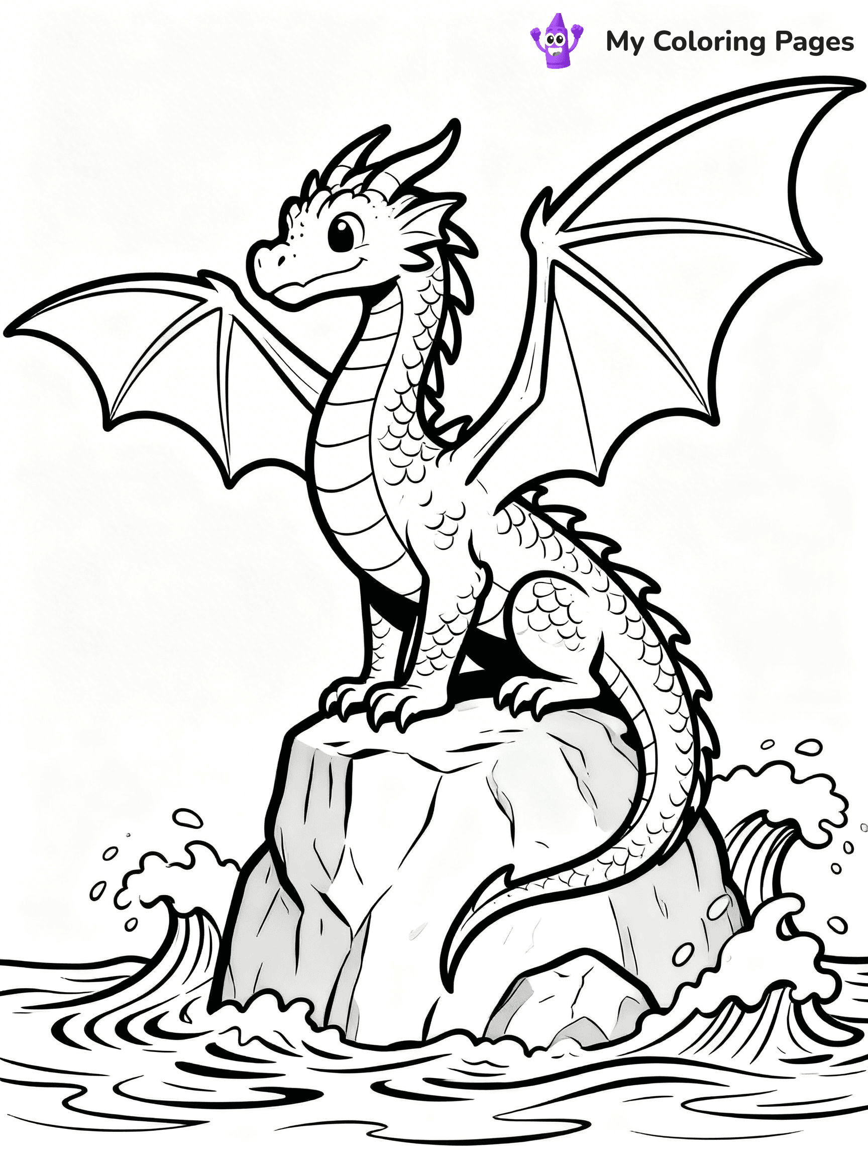 Realistic Water Dragon Dragon Coloring Pages - 6