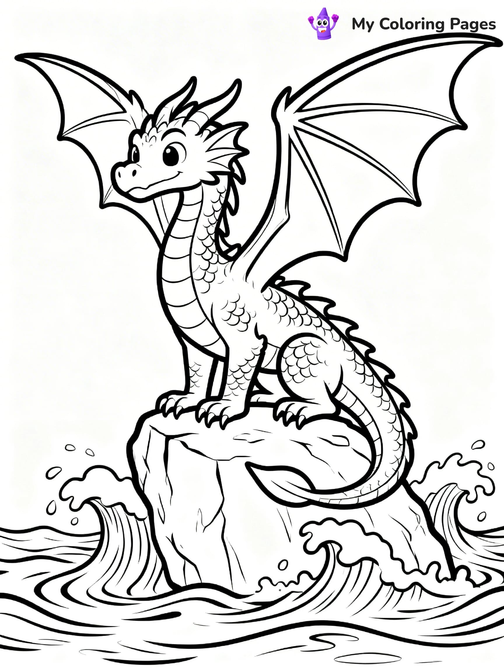 Realistic Water Dragon Dragon Coloring Pages - 4