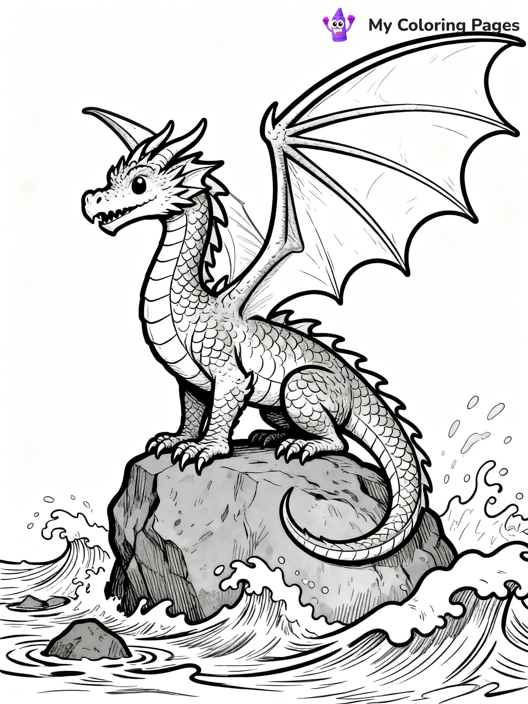 Realistic Water Dragon Dragon Coloring Pages - 2