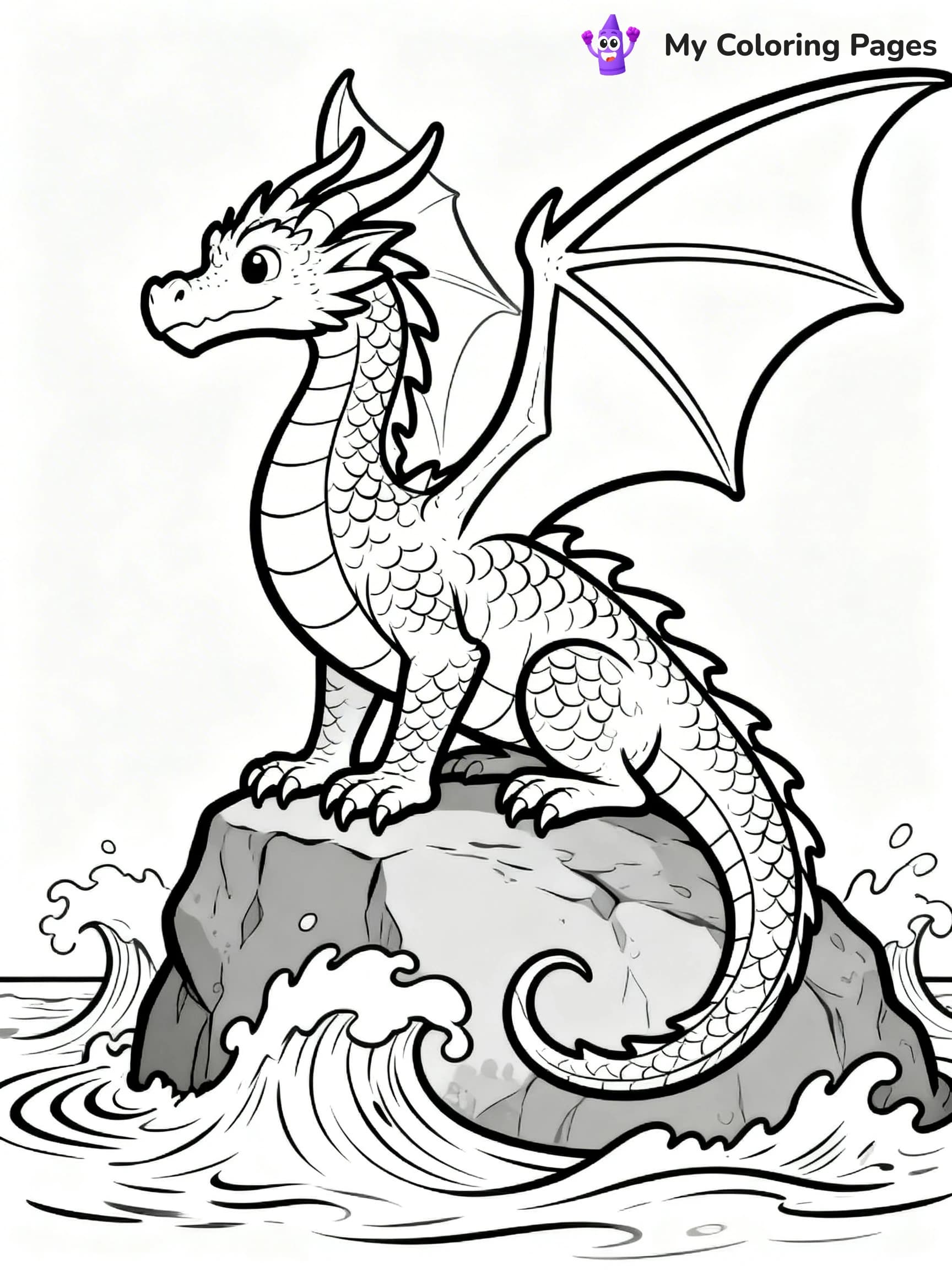 Realistic Water Dragon Dragon Coloring Pages - 1