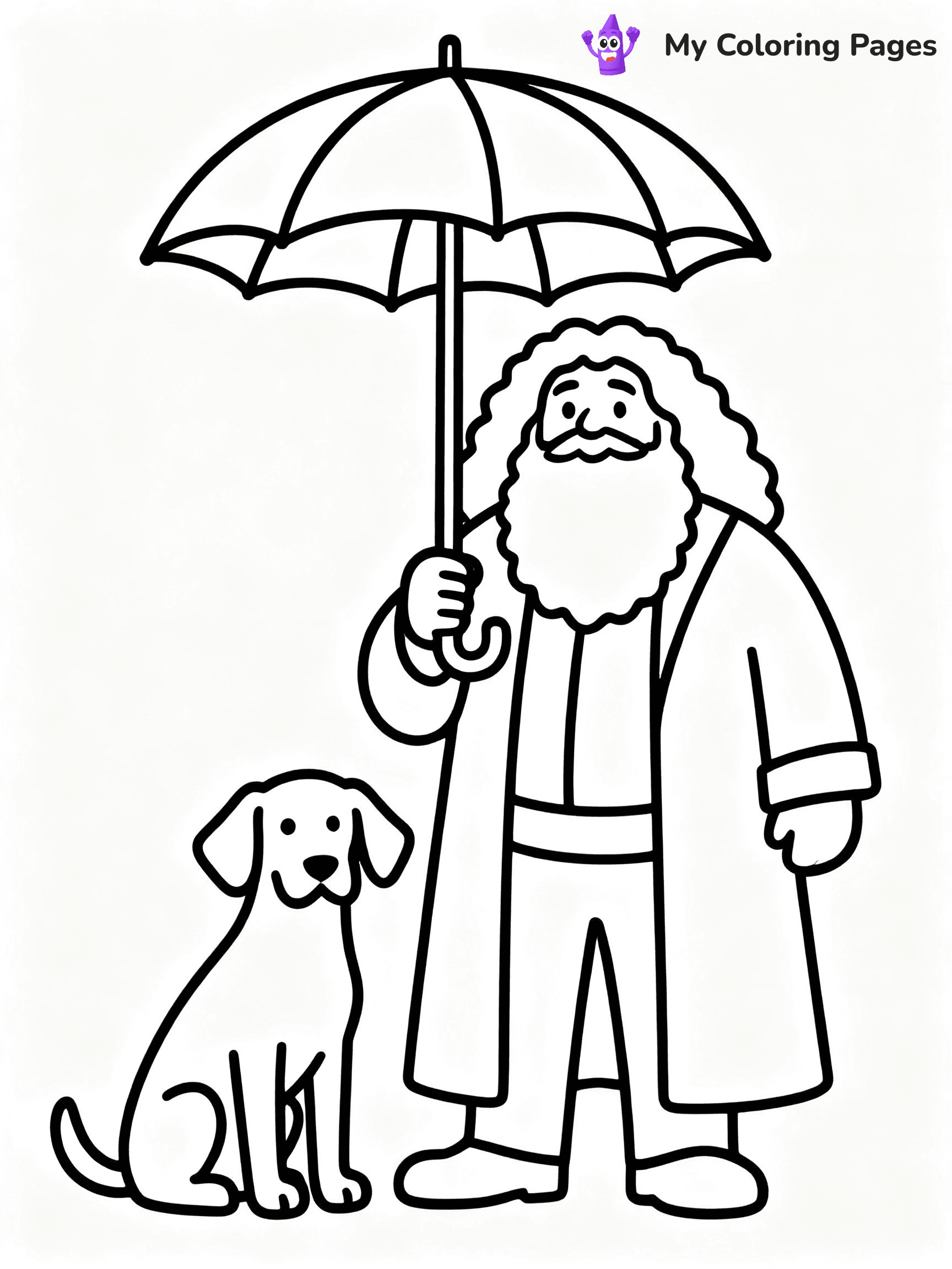 ⚠️ CRITICAL REQUIREMENT - ABSOLUTE BLACK AND WHITE ONLY ⚠️
This MUST be a BLACK AND WHITE line drawing ONLY. NO COLORS whatsoever.
- ONLY pure black lines (#000000) on pure white background (#FFFFFF)
- ABSOLUTELY NO colors, NO shading, NO gradients, NO grayscale
- If there are ANY colors in the output, the image is REJECTED
- This is a COLORING PAGE - meant to be COLORED IN by children
- The output must be UNCOLORED line art ready for coloring
⚠️ SUBJECT TO DRAW: Hagrid from Harry Potter in illustrated style, holding giant umbrella, standing next to Fang the dog
(REMEMBER: Output must be BLACK AND WHITE line art only, NOT colored!)
# COLORING PAGE: BLACK OUTLINES ONLY - WHITE BACKGROUND MANDATORY
Create a **coloring book page** using EXACTLY two values: black lines, white space.
## NON-NEGOTIABLE BINARY RULES
- **ONLY #000000 (black) and #FFFFFF (white)** - NO other values exist
- **EVERY PIXEL = BLACK OR WHITE** - no gray/shading/antialiasing
- **WHITE BACKGROUND MANDATORY** - entire canvas stays white
- **ALL SHAPES HOLLOW** - everything is empty outlines waiting to be colored
- **FORBIDDEN:** fills, shading, gradients, patterns, textures, colors
- **NO SOLID REGIONS** - if it's not a thin line, it's wrong
## Universal Line Standards
- Black outlines ONLY - thin, uniform weight
- Every shape completely empty inside
- Closed contours suitable for coloring
- Simple flat illustration - zero depth/3D/realism
- **Style:** Whimsical Doodle Art Alley - rounded, friendly outlines (unless specified)
## Everything = Outline Only
- Characters/animals: hollow shapes
- Objects/clothing: empty contours
- Backgrounds/scenery: line work only
- Natural elements: outlined forms
- Dark/night areas: don't exist (use outlined symbols)
- Textures/patterns: convert to simple lines
## The Test
Can a child color EVERY white space with crayons? If any area is pre-filled/shaded/gray or colored in, it FAILS. Every shape must be waiting to receive color.
**FINAL OUTPUT**: Binary coloring page. Black lines define shapes. White spaces ready for coloring. Nothing else exists. No exceptions. Print-ready.
⚠️ FINAL REMINDER: Draw the subject "Hagrid from Harry Potter in illustrated style, holding giant umbrella, standing next to Fang the dog" as BLACK AND WHITE line art. Zero colors in output.