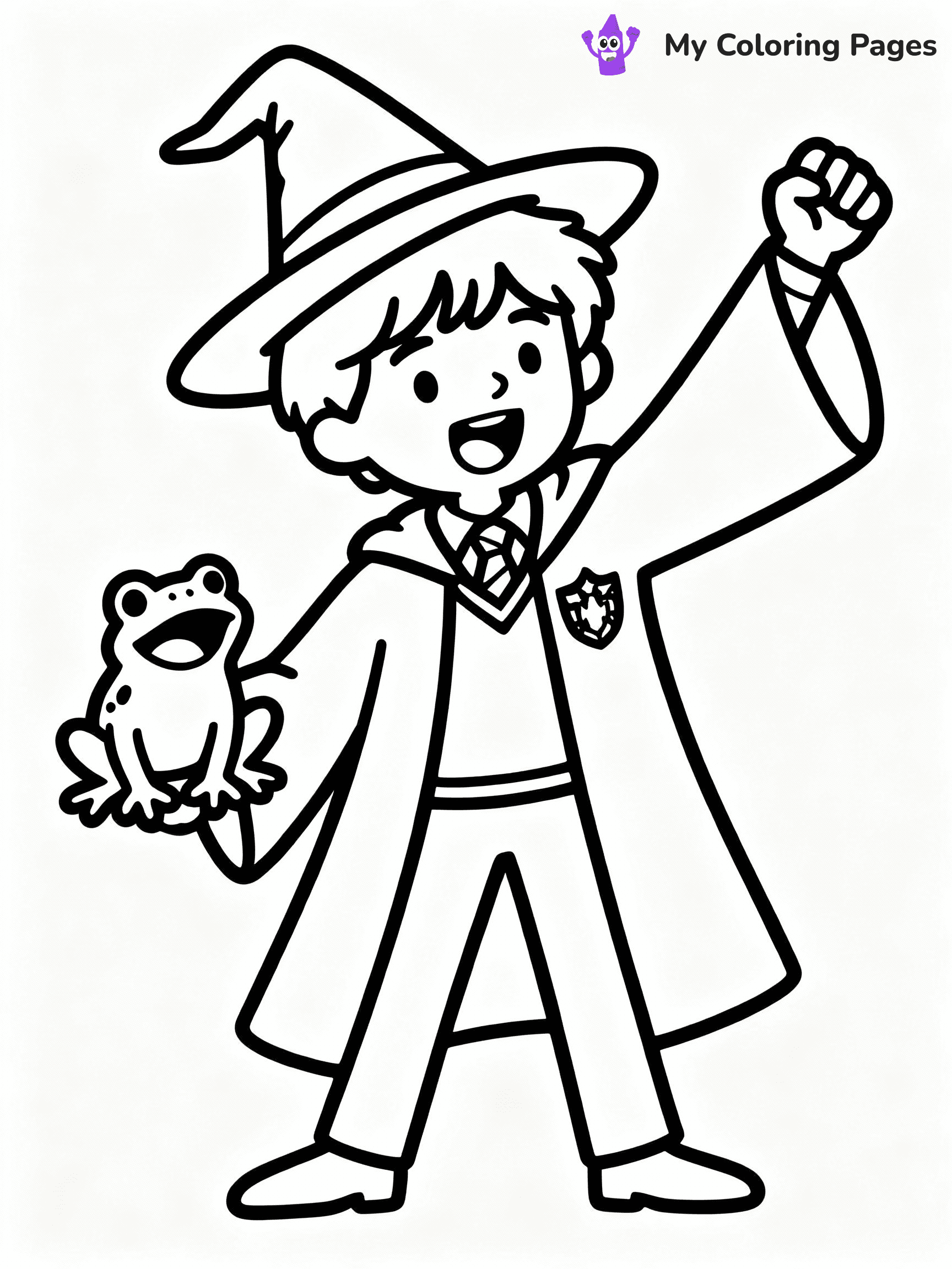 ⚠️ CRITICAL REQUIREMENT - ABSOLUTE BLACK AND WHITE ONLY ⚠️
This MUST be a BLACK AND WHITE line drawing ONLY. NO COLORS whatsoever.
- ONLY pure black lines (#000000) on pure white background (#FFFFFF)
- ABSOLUTELY NO colors, NO shading, NO gradients, NO grayscale
- If there are ANY colors in the output, the image is REJECTED
- This is a COLORING PAGE - meant to be COLORED IN by children
- The output must be UNCOLORED line art ready for coloring
⚠️ SUBJECT TO DRAW: Ron Weasley from Harry Potter, holding a chocolate frog, wearing Gryffindor robes, looking excited
(REMEMBER: Output must be BLACK AND WHITE line art only, NOT colored!)
# COLORING PAGE: BLACK OUTLINES ONLY - WHITE BACKGROUND MANDATORY
Create a **coloring book page** using EXACTLY two values: black lines, white space.
## NON-NEGOTIABLE BINARY RULES
- **ONLY #000000 (black) and #FFFFFF (white)** - NO other values exist
- **EVERY PIXEL = BLACK OR WHITE** - no gray/shading/antialiasing
- **WHITE BACKGROUND MANDATORY** - entire canvas stays white
- **ALL SHAPES HOLLOW** - everything is empty outlines waiting to be colored
- **FORBIDDEN:** fills, shading, gradients, patterns, textures, colors
- **NO SOLID REGIONS** - if it's not a thin line, it's wrong
## Universal Line Standards
- Black outlines ONLY - thin, uniform weight
- Every shape completely empty inside
- Closed contours suitable for coloring
- Simple flat illustration - zero depth/3D/realism
- **Style:** Whimsical Doodle Art Alley - rounded, friendly outlines (unless specified)
## Everything = Outline Only
- Characters/animals: hollow shapes
- Objects/clothing: empty contours
- Backgrounds/scenery: line work only
- Natural elements: outlined forms
- Dark/night areas: don't exist (use outlined symbols)
- Textures/patterns: convert to simple lines
## The Test
Can a child color EVERY white space with crayons? If any area is pre-filled/shaded/gray or colored in, it FAILS. Every shape must be waiting to receive color.
**FINAL OUTPUT**: Binary coloring page. Black lines define shapes. White spaces ready for coloring. Nothing else exists. No exceptions. Print-ready.
⚠️ FINAL REMINDER: Draw the subject "Ron Weasley from Harry Potter, holding a chocolate frog, wearing Gryffindor robes, looking excited" as BLACK AND WHITE line art. Zero colors in output.