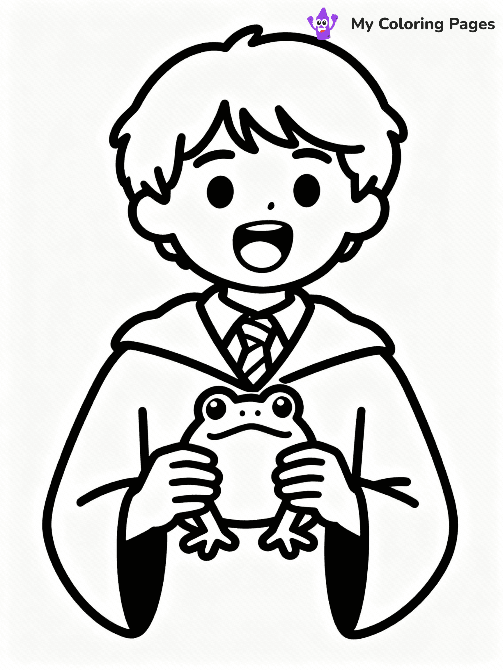 ⚠️ CRITICAL REQUIREMENT - ABSOLUTE BLACK AND WHITE ONLY ⚠️
This MUST be a BLACK AND WHITE line drawing ONLY. NO COLORS whatsoever.
- ONLY pure black lines (#000000) on pure white background (#FFFFFF)
- ABSOLUTELY NO colors, NO shading, NO gradients, NO grayscale
- If there are ANY colors in the output, the image is REJECTED
- This is a COLORING PAGE - meant to be COLORED IN by children
- The output must be UNCOLORED line art ready for coloring
⚠️ SUBJECT TO DRAW: Ron Weasley from Harry Potter, holding a chocolate frog, wearing Gryffindor robes, looking excited
(REMEMBER: Output must be BLACK AND WHITE line art only, NOT colored!)
# COLORING PAGE: BLACK OUTLINES ONLY - WHITE BACKGROUND MANDATORY
Create a **coloring book page** using EXACTLY two values: black lines, white space.
## NON-NEGOTIABLE BINARY RULES
- **ONLY #000000 (black) and #FFFFFF (white)** - NO other values exist
- **EVERY PIXEL = BLACK OR WHITE** - no gray/shading/antialiasing
- **WHITE BACKGROUND MANDATORY** - entire canvas stays white
- **ALL SHAPES HOLLOW** - everything is empty outlines waiting to be colored
- **FORBIDDEN:** fills, shading, gradients, patterns, textures, colors
- **NO SOLID REGIONS** - if it's not a thin line, it's wrong
## Universal Line Standards
- Black outlines ONLY - thin, uniform weight
- Every shape completely empty inside
- Closed contours suitable for coloring
- Simple flat illustration - zero depth/3D/realism
- **Style:** Whimsical Doodle Art Alley - rounded, friendly outlines (unless specified)
## Everything = Outline Only
- Characters/animals: hollow shapes
- Objects/clothing: empty contours
- Backgrounds/scenery: line work only
- Natural elements: outlined forms
- Dark/night areas: don't exist (use outlined symbols)
- Textures/patterns: convert to simple lines
## The Test
Can a child color EVERY white space with crayons? If any area is pre-filled/shaded/gray or colored in, it FAILS. Every shape must be waiting to receive color.
**FINAL OUTPUT**: Binary coloring page. Black lines define shapes. White spaces ready for coloring. Nothing else exists. No exceptions. Print-ready.
⚠️ FINAL REMINDER: Draw the subject "Ron Weasley from Harry Potter, holding a chocolate frog, wearing Gryffindor robes, looking excited" as BLACK AND WHITE line art. Zero colors in output.