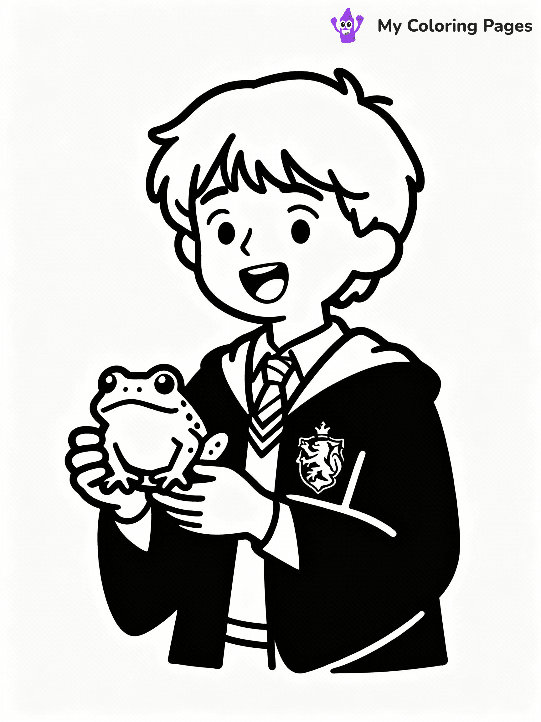 ⚠️ CRITICAL REQUIREMENT - ABSOLUTE BLACK AND WHITE ONLY ⚠️
This MUST be a BLACK AND WHITE line drawing ONLY. NO COLORS whatsoever.
- ONLY pure black lines (#000000) on pure white background (#FFFFFF)
- ABSOLUTELY NO colors, NO shading, NO gradients, NO grayscale
- If there are ANY colors in the output, the image is REJECTED
- This is a COLORING PAGE - meant to be COLORED IN by children
- The output must be UNCOLORED line art ready for coloring
⚠️ SUBJECT TO DRAW: Ron Weasley from Harry Potter, holding a chocolate frog, wearing Gryffindor robes, looking excited
(REMEMBER: Output must be BLACK AND WHITE line art only, NOT colored!)
# COLORING PAGE: BLACK OUTLINES ONLY - WHITE BACKGROUND MANDATORY
Create a **coloring book page** using EXACTLY two values: black lines, white space.
## NON-NEGOTIABLE BINARY RULES
- **ONLY #000000 (black) and #FFFFFF (white)** - NO other values exist
- **EVERY PIXEL = BLACK OR WHITE** - no gray/shading/antialiasing
- **WHITE BACKGROUND MANDATORY** - entire canvas stays white
- **ALL SHAPES HOLLOW** - everything is empty outlines waiting to be colored
- **FORBIDDEN:** fills, shading, gradients, patterns, textures, colors
- **NO SOLID REGIONS** - if it's not a thin line, it's wrong
## Universal Line Standards
- Black outlines ONLY - thin, uniform weight
- Every shape completely empty inside
- Closed contours suitable for coloring
- Simple flat illustration - zero depth/3D/realism
- **Style:** Whimsical Doodle Art Alley - rounded, friendly outlines (unless specified)
## Everything = Outline Only
- Characters/animals: hollow shapes
- Objects/clothing: empty contours
- Backgrounds/scenery: line work only
- Natural elements: outlined forms
- Dark/night areas: don't exist (use outlined symbols)
- Textures/patterns: convert to simple lines
## The Test
Can a child color EVERY white space with crayons? If any area is pre-filled/shaded/gray or colored in, it FAILS. Every shape must be waiting to receive color.
**FINAL OUTPUT**: Binary coloring page. Black lines define shapes. White spaces ready for coloring. Nothing else exists. No exceptions. Print-ready.
⚠️ FINAL REMINDER: Draw the subject "Ron Weasley from Harry Potter, holding a chocolate frog, wearing Gryffindor robes, looking excited" as BLACK AND WHITE line art. Zero colors in output.