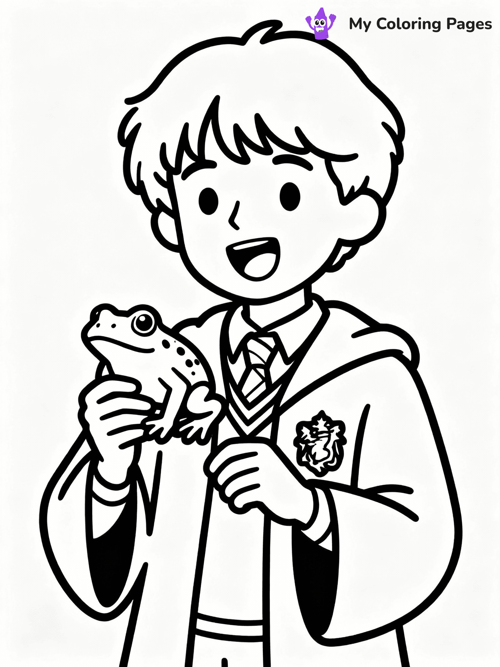 ⚠️ CRITICAL REQUIREMENT - ABSOLUTE BLACK AND WHITE ONLY ⚠️
This MUST be a BLACK AND WHITE line drawing ONLY. NO COLORS whatsoever.
- ONLY pure black lines (#000000) on pure white background (#FFFFFF)
- ABSOLUTELY NO colors, NO shading, NO gradients, NO grayscale
- If there are ANY colors in the output, the image is REJECTED
- This is a COLORING PAGE - meant to be COLORED IN by children
- The output must be UNCOLORED line art ready for coloring
⚠️ SUBJECT TO DRAW: Ron Weasley from Harry Potter, holding a chocolate frog, wearing Gryffindor robes, looking excited
(REMEMBER: Output must be BLACK AND WHITE line art only, NOT colored!)
# COLORING PAGE: BLACK OUTLINES ONLY - WHITE BACKGROUND MANDATORY
Create a **coloring book page** using EXACTLY two values: black lines, white space.
## NON-NEGOTIABLE BINARY RULES
- **ONLY #000000 (black) and #FFFFFF (white)** - NO other values exist
- **EVERY PIXEL = BLACK OR WHITE** - no gray/shading/antialiasing
- **WHITE BACKGROUND MANDATORY** - entire canvas stays white
- **ALL SHAPES HOLLOW** - everything is empty outlines waiting to be colored
- **FORBIDDEN:** fills, shading, gradients, patterns, textures, colors
- **NO SOLID REGIONS** - if it's not a thin line, it's wrong
## Universal Line Standards
- Black outlines ONLY - thin, uniform weight
- Every shape completely empty inside
- Closed contours suitable for coloring
- Simple flat illustration - zero depth/3D/realism
- **Style:** Whimsical Doodle Art Alley - rounded, friendly outlines (unless specified)
## Everything = Outline Only
- Characters/animals: hollow shapes
- Objects/clothing: empty contours
- Backgrounds/scenery: line work only
- Natural elements: outlined forms
- Dark/night areas: don't exist (use outlined symbols)
- Textures/patterns: convert to simple lines
## The Test
Can a child color EVERY white space with crayons? If any area is pre-filled/shaded/gray or colored in, it FAILS. Every shape must be waiting to receive color.
**FINAL OUTPUT**: Binary coloring page. Black lines define shapes. White spaces ready for coloring. Nothing else exists. No exceptions. Print-ready.
⚠️ FINAL REMINDER: Draw the subject "Ron Weasley from Harry Potter, holding a chocolate frog, wearing Gryffindor robes, looking excited" as BLACK AND WHITE line art. Zero colors in output.