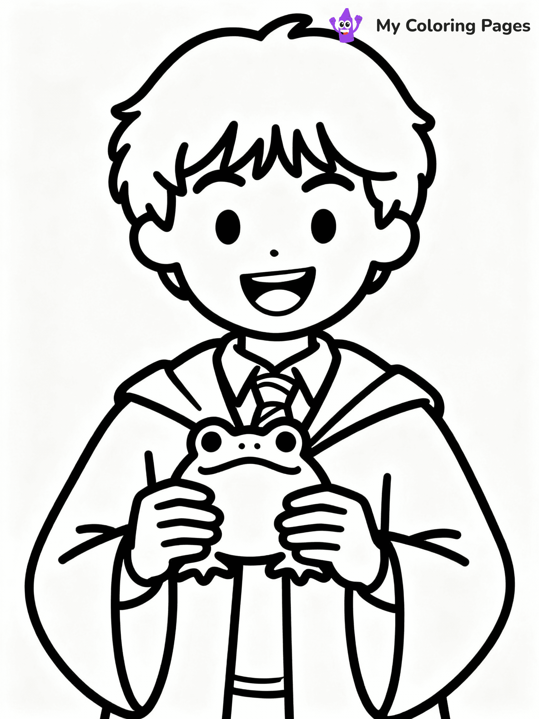 ⚠️ CRITICAL REQUIREMENT - ABSOLUTE BLACK AND WHITE ONLY ⚠️
This MUST be a BLACK AND WHITE line drawing ONLY. NO COLORS whatsoever.
- ONLY pure black lines (#000000) on pure white background (#FFFFFF)
- ABSOLUTELY NO colors, NO shading, NO gradients, NO grayscale
- If there are ANY colors in the output, the image is REJECTED
- This is a COLORING PAGE - meant to be COLORED IN by children
- The output must be UNCOLORED line art ready for coloring
⚠️ SUBJECT TO DRAW: Ron Weasley from Harry Potter, holding a chocolate frog, wearing Gryffindor robes, looking excited
(REMEMBER: Output must be BLACK AND WHITE line art only, NOT colored!)
# COLORING PAGE: BLACK OUTLINES ONLY - WHITE BACKGROUND MANDATORY
Create a **coloring book page** using EXACTLY two values: black lines, white space.
## NON-NEGOTIABLE BINARY RULES
- **ONLY #000000 (black) and #FFFFFF (white)** - NO other values exist
- **EVERY PIXEL = BLACK OR WHITE** - no gray/shading/antialiasing
- **WHITE BACKGROUND MANDATORY** - entire canvas stays white
- **ALL SHAPES HOLLOW** - everything is empty outlines waiting to be colored
- **FORBIDDEN:** fills, shading, gradients, patterns, textures, colors
- **NO SOLID REGIONS** - if it's not a thin line, it's wrong
## Universal Line Standards
- Black outlines ONLY - thin, uniform weight
- Every shape completely empty inside
- Closed contours suitable for coloring
- Simple flat illustration - zero depth/3D/realism
- **Style:** Whimsical Doodle Art Alley - rounded, friendly outlines (unless specified)
## Everything = Outline Only
- Characters/animals: hollow shapes
- Objects/clothing: empty contours
- Backgrounds/scenery: line work only
- Natural elements: outlined forms
- Dark/night areas: don't exist (use outlined symbols)
- Textures/patterns: convert to simple lines
## The Test
Can a child color EVERY white space with crayons? If any area is pre-filled/shaded/gray or colored in, it FAILS. Every shape must be waiting to receive color.
**FINAL OUTPUT**: Binary coloring page. Black lines define shapes. White spaces ready for coloring. Nothing else exists. No exceptions. Print-ready.
⚠️ FINAL REMINDER: Draw the subject "Ron Weasley from Harry Potter, holding a chocolate frog, wearing Gryffindor robes, looking excited" as BLACK AND WHITE line art. Zero colors in output.