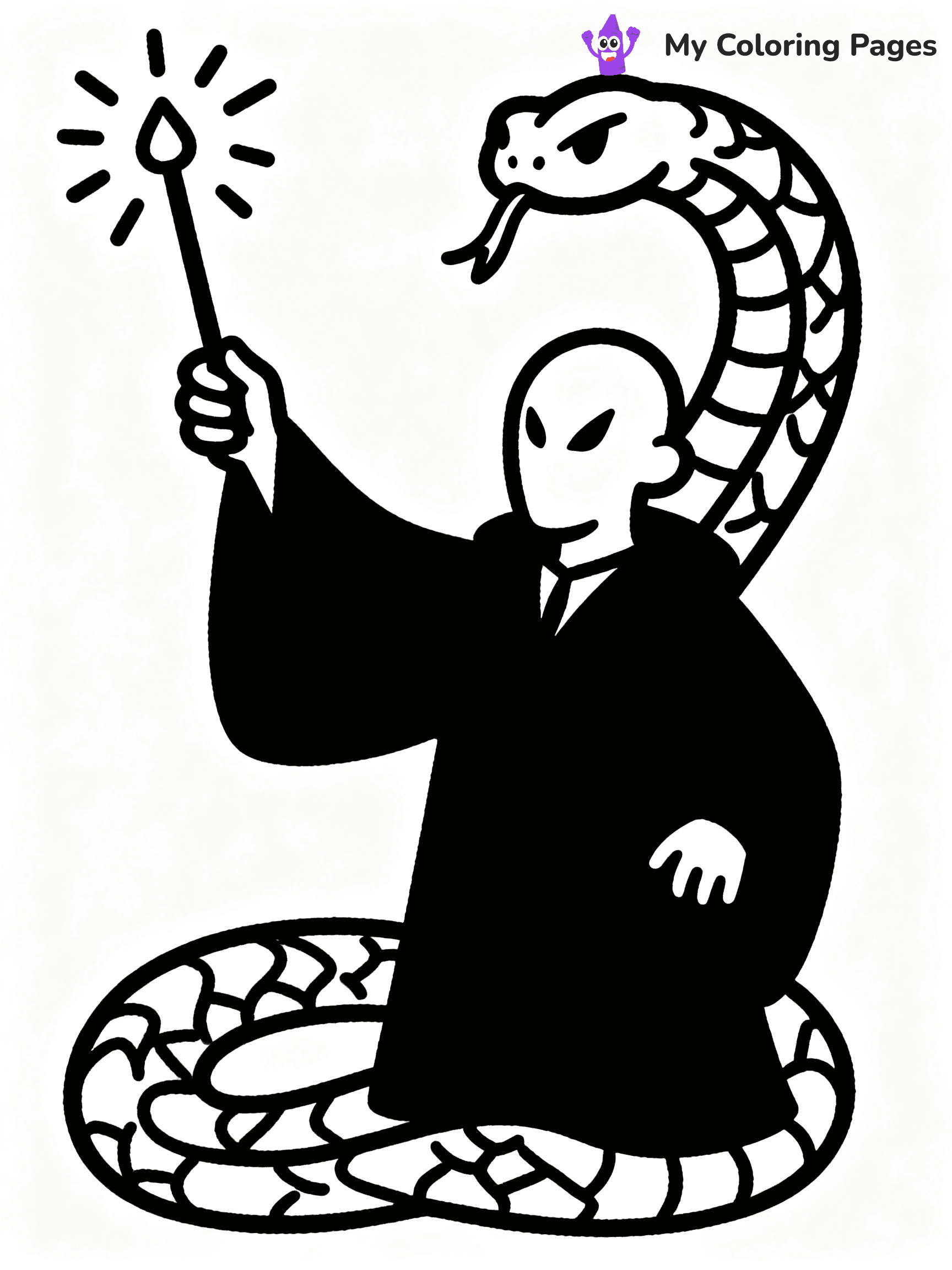 ⚠️ CRITICAL REQUIREMENT - ABSOLUTE BLACK AND WHITE ONLY ⚠️
This MUST be a BLACK AND WHITE line drawing ONLY. NO COLORS whatsoever.
- ONLY pure black lines (#000000) on pure white background (#FFFFFF)
- ABSOLUTELY NO colors, NO shading, NO gradients, NO grayscale
- If there are ANY colors in the output, the image is REJECTED
- This is a COLORING PAGE - meant to be COLORED IN by children
- The output must be UNCOLORED line art ready for coloring
⚠️ SUBJECT TO DRAW: Voldemort from Harry Potter in illustrated style, casting a spell, snake-like features, wand raised, dark robes billowing
(REMEMBER: Output must be BLACK AND WHITE line art only, NOT colored!)
# COLORING PAGE: BLACK OUTLINES ONLY - WHITE BACKGROUND MANDATORY
Create a **coloring book page** using EXACTLY two values: black lines, white space.
## NON-NEGOTIABLE BINARY RULES
- **ONLY #000000 (black) and #FFFFFF (white)** - NO other values exist
- **EVERY PIXEL = BLACK OR WHITE** - no gray/shading/antialiasing
- **WHITE BACKGROUND MANDATORY** - entire canvas stays white
- **ALL SHAPES HOLLOW** - everything is empty outlines waiting to be colored
- **FORBIDDEN:** fills, shading, gradients, patterns, textures, colors
- **NO SOLID REGIONS** - if it's not a thin line, it's wrong
## Universal Line Standards
- Black outlines ONLY - thin, uniform weight
- Every shape completely empty inside
- Closed contours suitable for coloring
- Simple flat illustration - zero depth/3D/realism
- **Style:** Whimsical Doodle Art Alley - rounded, friendly outlines (unless specified)
## Everything = Outline Only
- Characters/animals: hollow shapes
- Objects/clothing: empty contours
- Backgrounds/scenery: line work only
- Natural elements: outlined forms
- Dark/night areas: don't exist (use outlined symbols)
- Textures/patterns: convert to simple lines
## The Test
Can a child color EVERY white space with crayons? If any area is pre-filled/shaded/gray or colored in, it FAILS. Every shape must be waiting to receive color.
**FINAL OUTPUT**: Binary coloring page. Black lines define shapes. White spaces ready for coloring. Nothing else exists. No exceptions. Print-ready.
⚠️ FINAL REMINDER: Draw the subject "Voldemort from Harry Potter in illustrated style, casting a spell, snake-like features, wand raised, dark robes billowing" as BLACK AND WHITE line art. Zero colors in output.