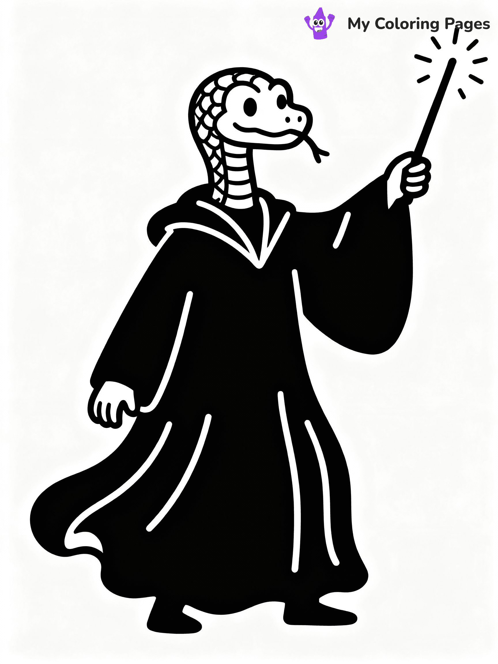 ⚠️ CRITICAL REQUIREMENT - ABSOLUTE BLACK AND WHITE ONLY ⚠️
This MUST be a BLACK AND WHITE line drawing ONLY. NO COLORS whatsoever.
- ONLY pure black lines (#000000) on pure white background (#FFFFFF)
- ABSOLUTELY NO colors, NO shading, NO gradients, NO grayscale
- If there are ANY colors in the output, the image is REJECTED
- This is a COLORING PAGE - meant to be COLORED IN by children
- The output must be UNCOLORED line art ready for coloring
⚠️ SUBJECT TO DRAW: Voldemort from Harry Potter in illustrated style, casting a spell, snake-like features, wand raised, dark robes billowing
(REMEMBER: Output must be BLACK AND WHITE line art only, NOT colored!)
# COLORING PAGE: BLACK OUTLINES ONLY - WHITE BACKGROUND MANDATORY
Create a **coloring book page** using EXACTLY two values: black lines, white space.
## NON-NEGOTIABLE BINARY RULES
- **ONLY #000000 (black) and #FFFFFF (white)** - NO other values exist
- **EVERY PIXEL = BLACK OR WHITE** - no gray/shading/antialiasing
- **WHITE BACKGROUND MANDATORY** - entire canvas stays white
- **ALL SHAPES HOLLOW** - everything is empty outlines waiting to be colored
- **FORBIDDEN:** fills, shading, gradients, patterns, textures, colors
- **NO SOLID REGIONS** - if it's not a thin line, it's wrong
## Universal Line Standards
- Black outlines ONLY - thin, uniform weight
- Every shape completely empty inside
- Closed contours suitable for coloring
- Simple flat illustration - zero depth/3D/realism
- **Style:** Whimsical Doodle Art Alley - rounded, friendly outlines (unless specified)
## Everything = Outline Only
- Characters/animals: hollow shapes
- Objects/clothing: empty contours
- Backgrounds/scenery: line work only
- Natural elements: outlined forms
- Dark/night areas: don't exist (use outlined symbols)
- Textures/patterns: convert to simple lines
## The Test
Can a child color EVERY white space with crayons? If any area is pre-filled/shaded/gray or colored in, it FAILS. Every shape must be waiting to receive color.
**FINAL OUTPUT**: Binary coloring page. Black lines define shapes. White spaces ready for coloring. Nothing else exists. No exceptions. Print-ready.
⚠️ FINAL REMINDER: Draw the subject "Voldemort from Harry Potter in illustrated style, casting a spell, snake-like features, wand raised, dark robes billowing" as BLACK AND WHITE line art. Zero colors in output.