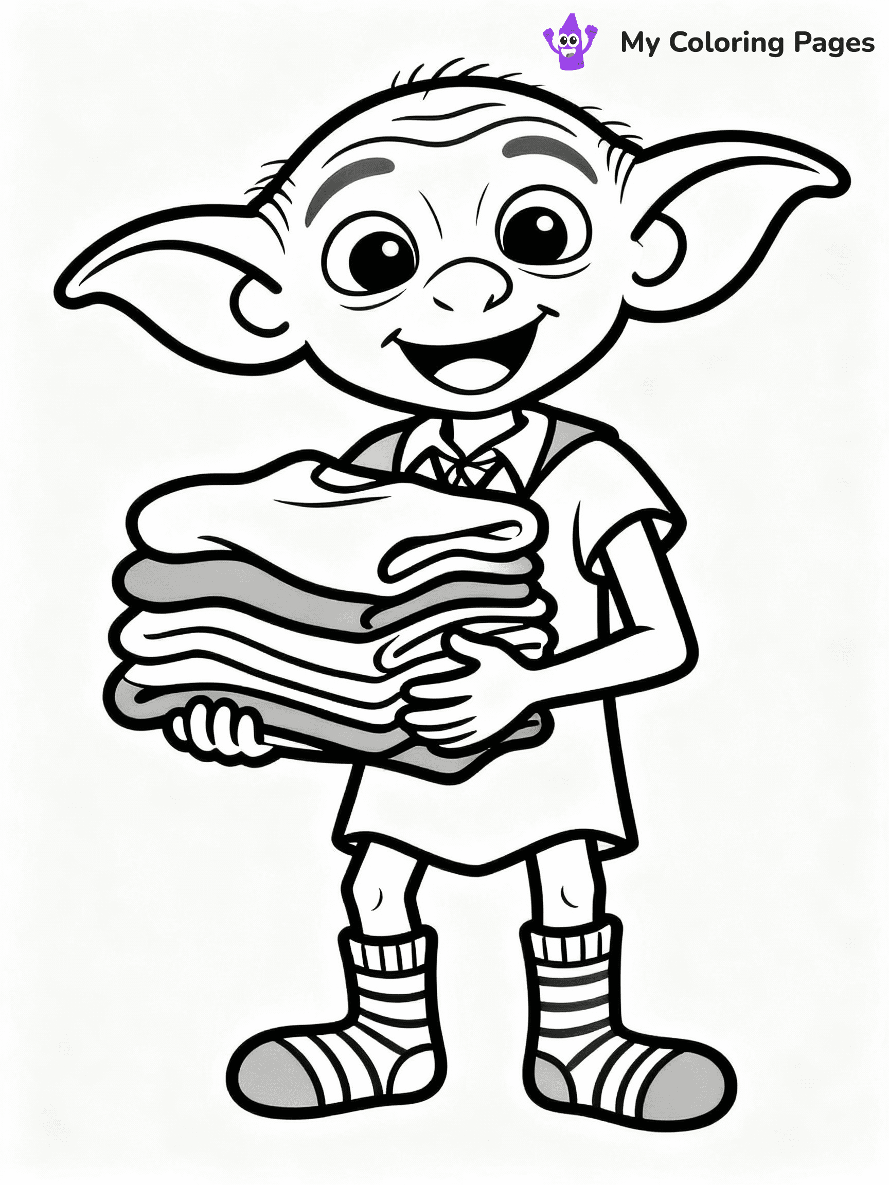 ⚠️ CRITICAL REQUIREMENT - ABSOLUTE BLACK AND WHITE ONLY ⚠️
This MUST be a BLACK AND WHITE line drawing ONLY. NO COLORS whatsoever.
- ONLY pure black lines (#000000) on pure white background (#FFFFFF)
- ABSOLUTELY NO colors, NO shading, NO gradients, NO grayscale
- If there are ANY colors in the output, the image is REJECTED
- This is a COLORING PAGE - meant to be COLORED IN by children
- The output must be UNCOLORED line art ready for coloring
⚠️ SUBJECT TO DRAW: Dobby from Harry Potter in illustrated style, wearing mismatched socks, holding a stack of clothes, big ears prominent, happy expression
(REMEMBER: Output must be BLACK AND WHITE line art only, NOT colored!)
# COLORING PAGE: BLACK OUTLINES ONLY - WHITE BACKGROUND MANDATORY
Create a **coloring book page** using EXACTLY two values: black lines, white space.
## NON-NEGOTIABLE BINARY RULES
- **ONLY #000000 (black) and #FFFFFF (white)** - NO other values exist
- **EVERY PIXEL = BLACK OR WHITE** - no gray/shading/antialiasing
- **WHITE BACKGROUND MANDATORY** - entire canvas stays white
- **ALL SHAPES HOLLOW** - everything is empty outlines waiting to be colored
- **FORBIDDEN:** fills, shading, gradients, patterns, textures, colors
- **NO SOLID REGIONS** - if it's not a thin line, it's wrong
## Universal Line Standards
- Black outlines ONLY - thin, uniform weight
- Every shape completely empty inside
- Closed contours suitable for coloring
- Simple flat illustration - zero depth/3D/realism
- **Style:** Whimsical Doodle Art Alley - rounded, friendly outlines (unless specified)
## Everything = Outline Only
- Characters/animals: hollow shapes
- Objects/clothing: empty contours
- Backgrounds/scenery: line work only
- Natural elements: outlined forms
- Dark/night areas: don't exist (use outlined symbols)
- Textures/patterns: convert to simple lines
## The Test
Can a child color EVERY white space with crayons? If any area is pre-filled/shaded/gray or colored in, it FAILS. Every shape must be waiting to receive color.
**FINAL OUTPUT**: Binary coloring page. Black lines define shapes. White spaces ready for coloring. Nothing else exists. No exceptions. Print-ready.
⚠️ FINAL REMINDER: Draw the subject "Dobby from Harry Potter in illustrated style, wearing mismatched socks, holding a stack of clothes, big ears prominent, happy expression" as BLACK AND WHITE line art. Zero colors in output.